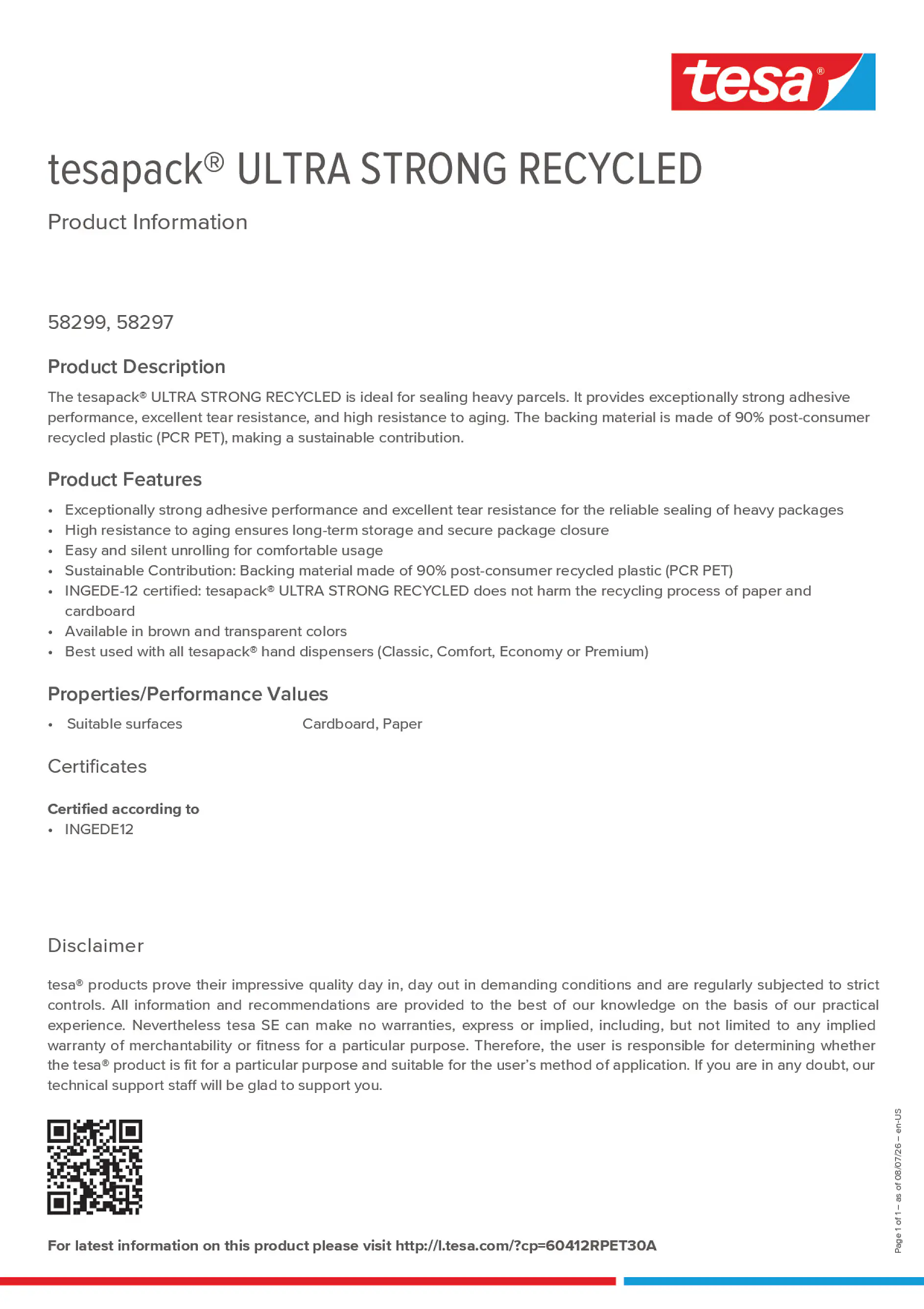 Product information_tesapack® 60412RPET30A_en