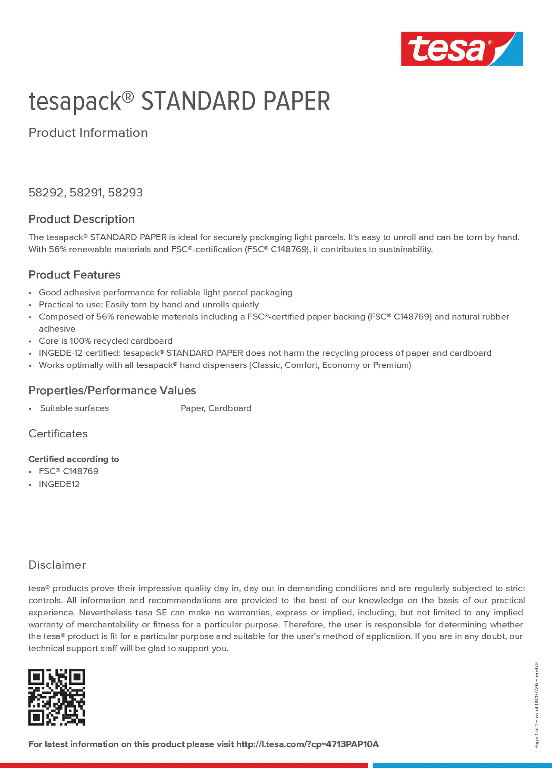 Product information_tesapack® 4713PAP10A_en