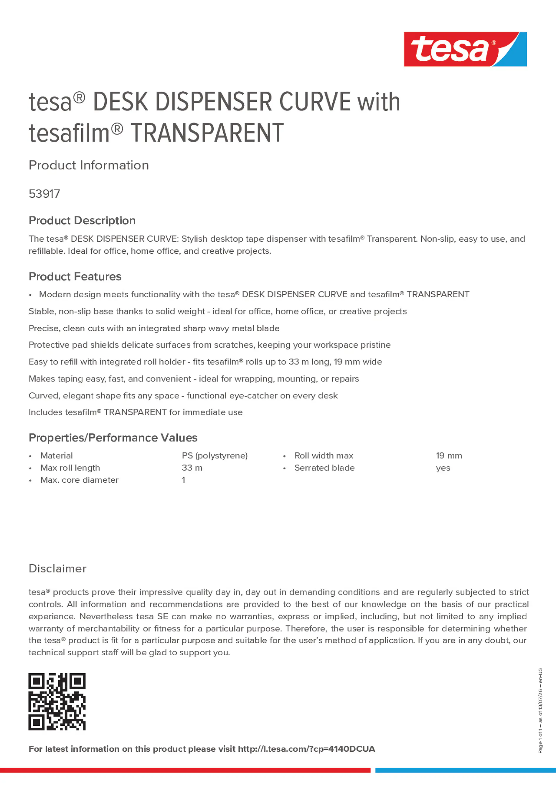 Product information_tesa® 4140DCUA_en