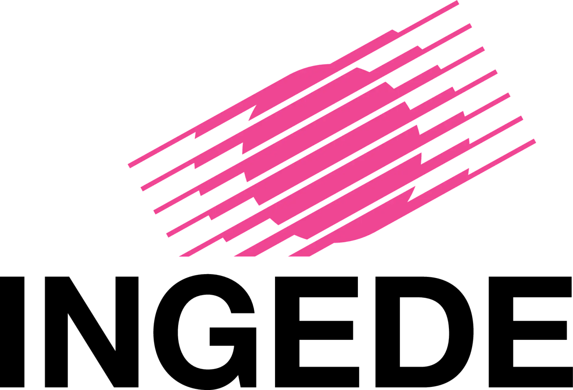 pink striped circle above bold black text "INGEDE" on white background, representing the ingede logo for recycling industry association (This text has been generated by AI)