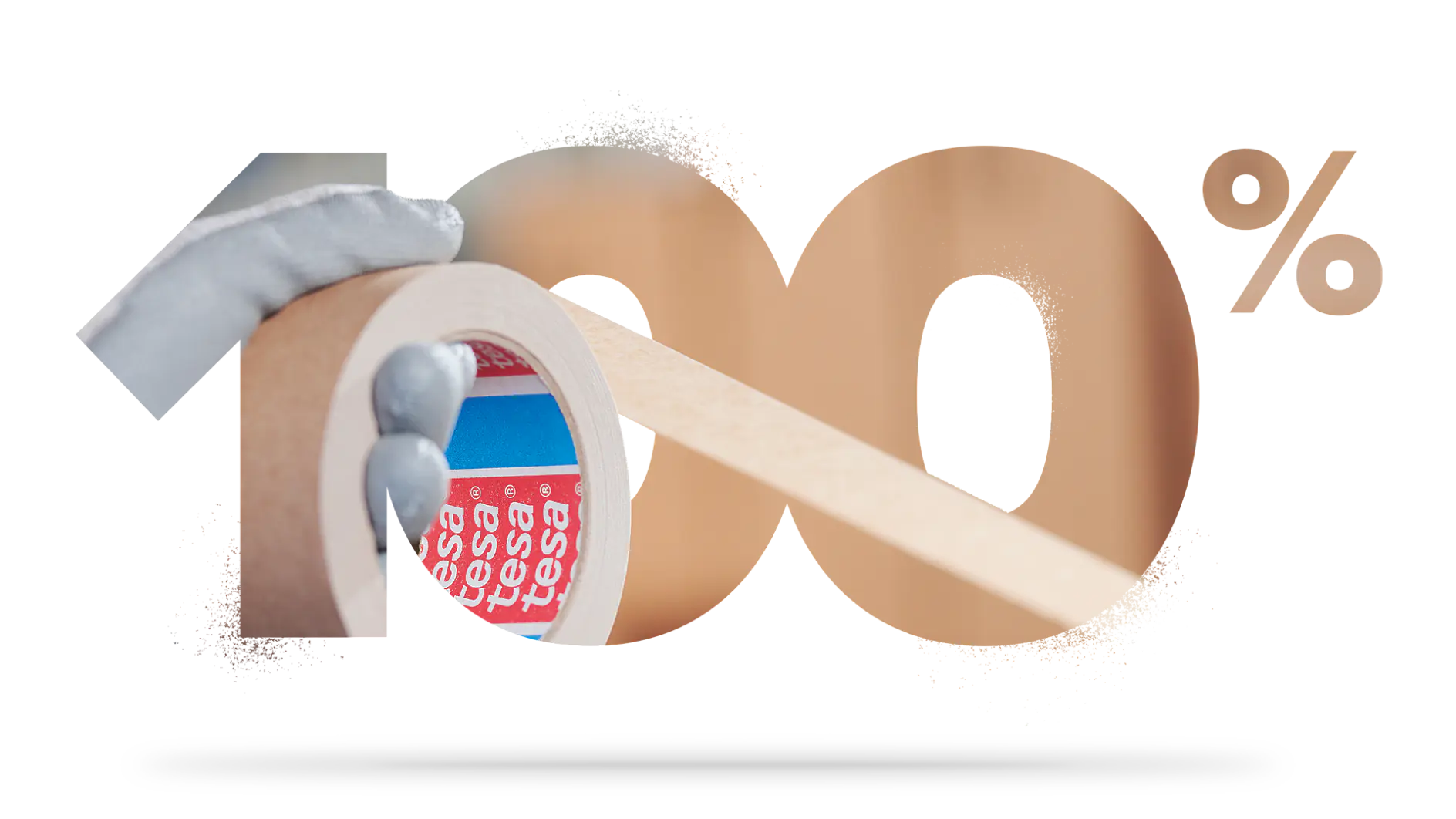 Image showcasing 100% as a cut-out in which a carton sealing tape is represented