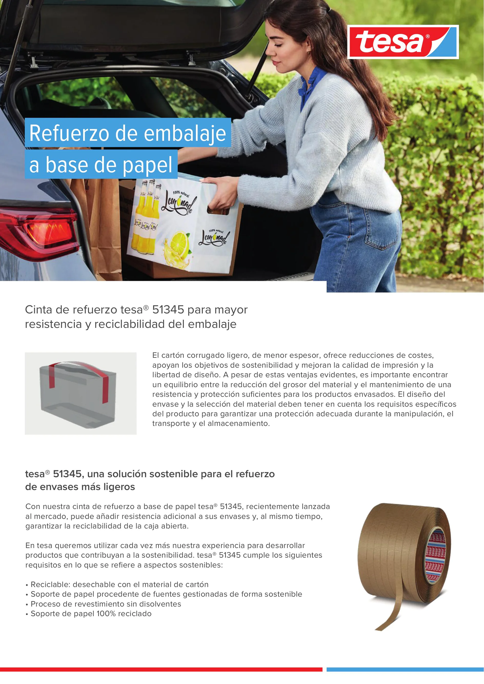 tesa® 51345 Cinta de papel para refuerzo de embalajes tesa® 51345 Cinta de papel para refuerzo de embalajes
