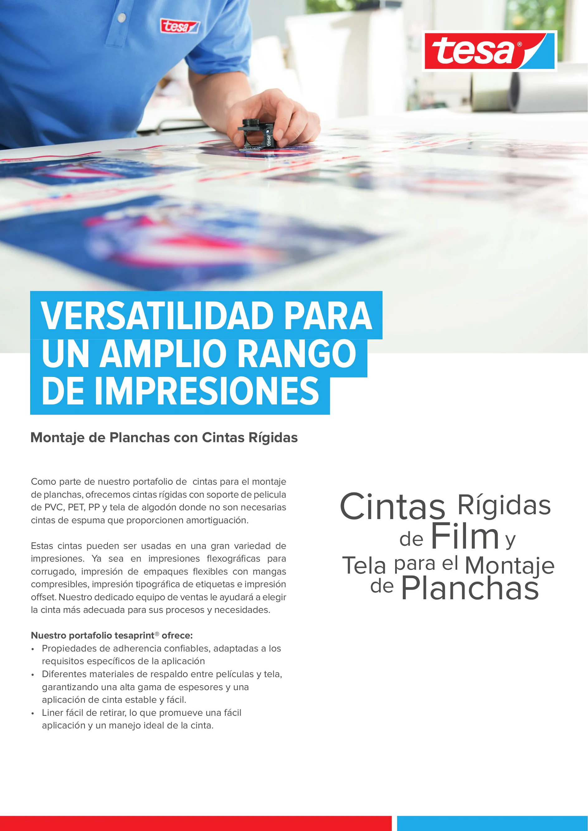 Montaje de placas tesaprint® con cintas incompresibles Folleto: Industria gráfica