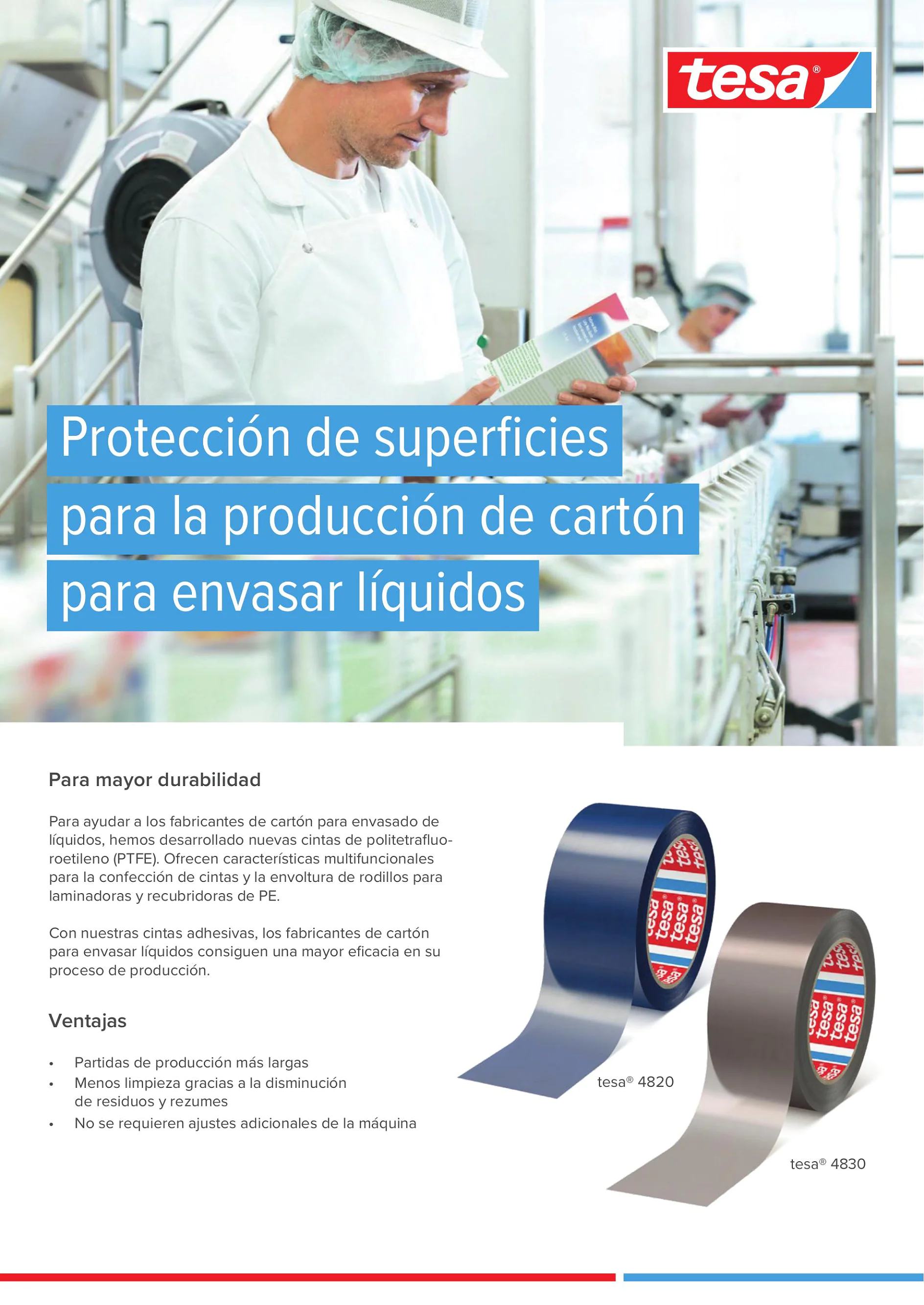 Protección de superficies para la producción de cartón para envasar líquidos Protección de superficies para la producción de cartón para envasar líquidos