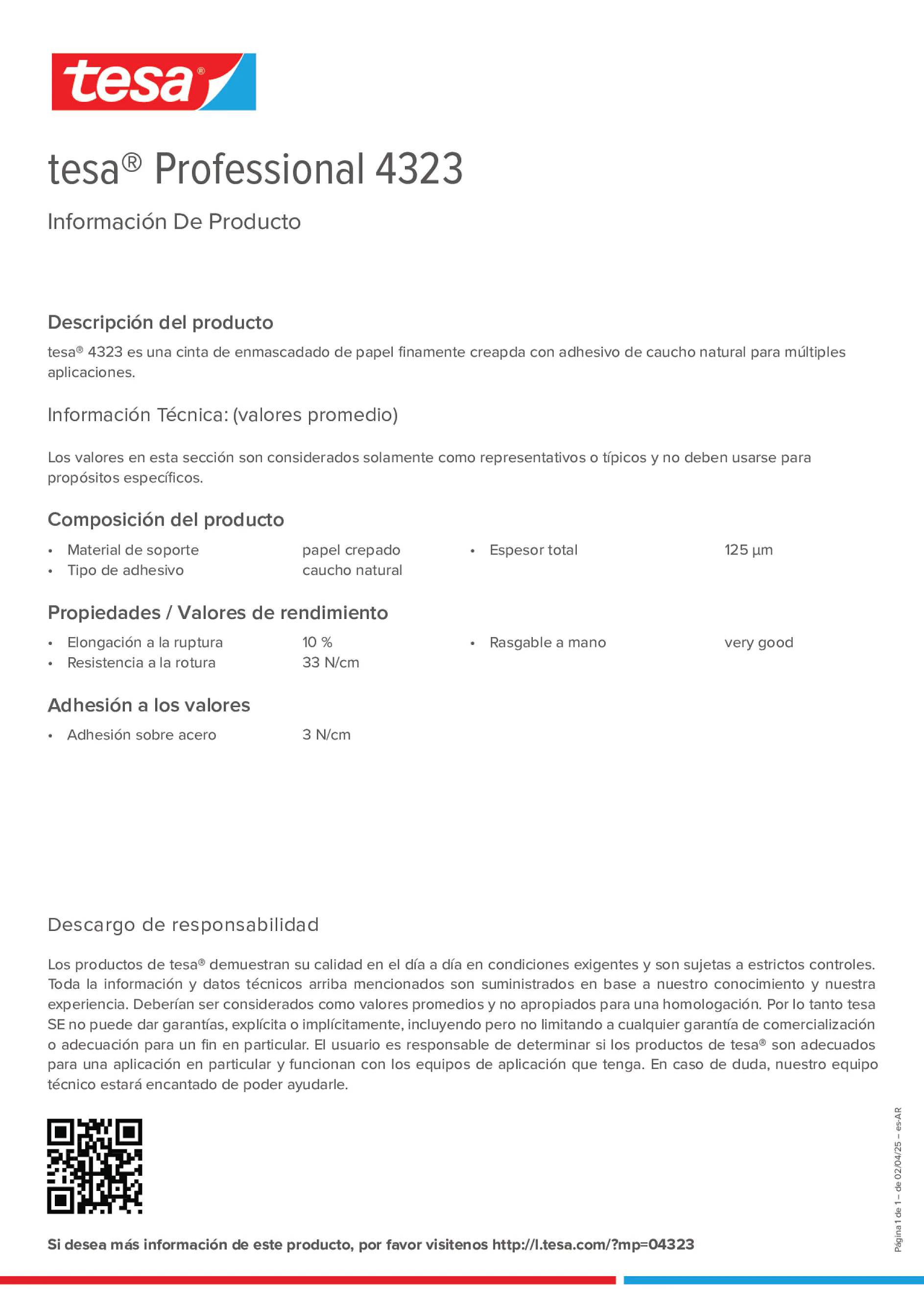 Product information_tesa® Professional 04323_es-AR