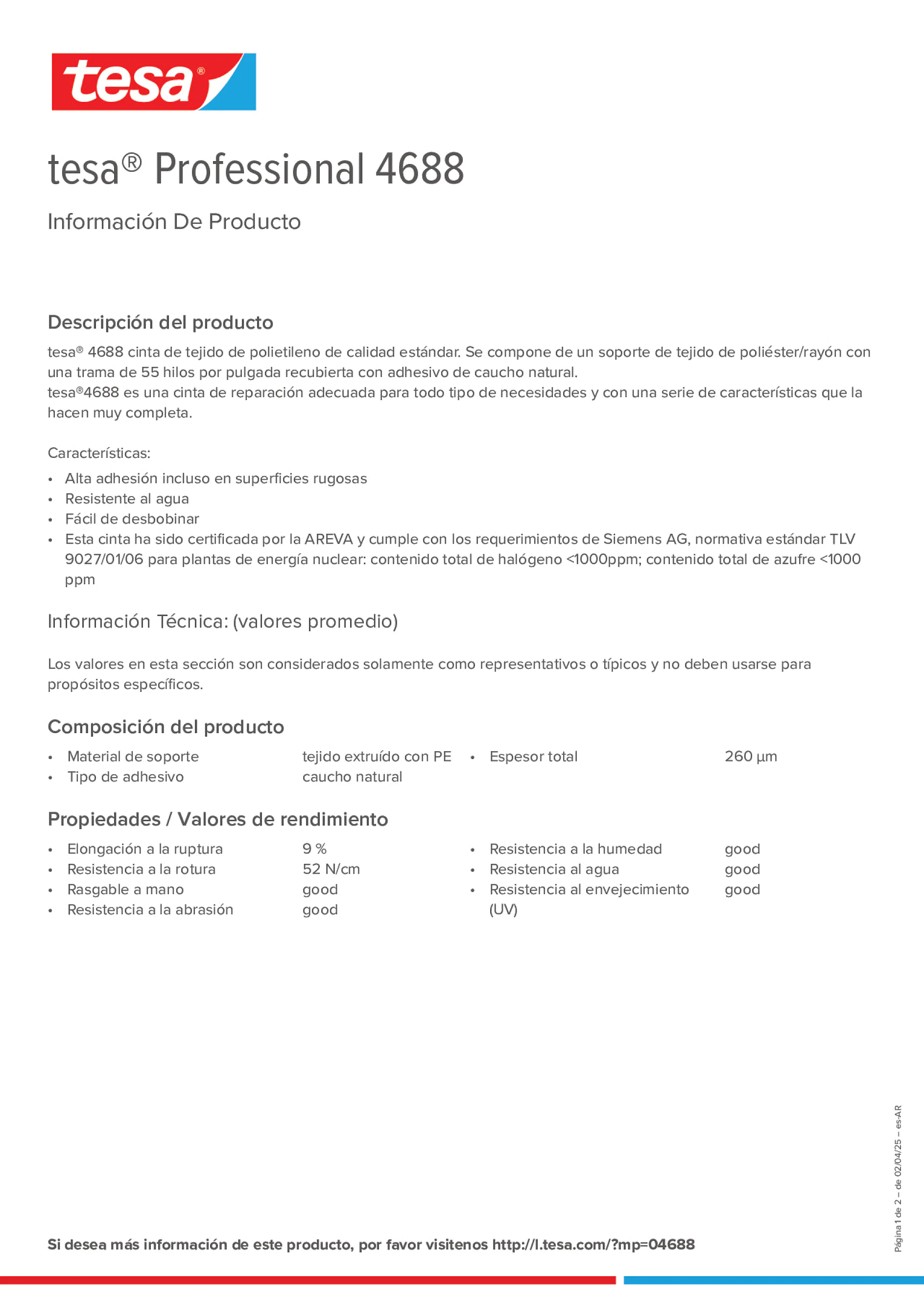 Product information_tesa® Professional 04688_es-AR