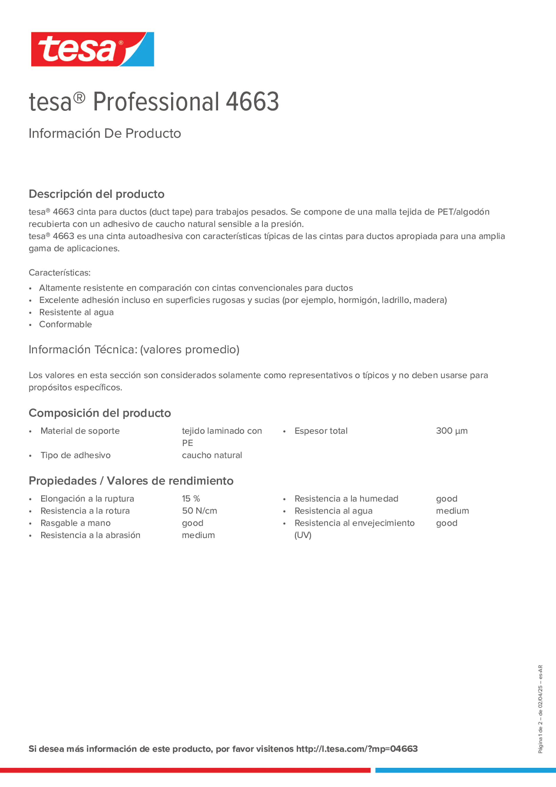 Product information_tesa® Professional 04663_es-AR