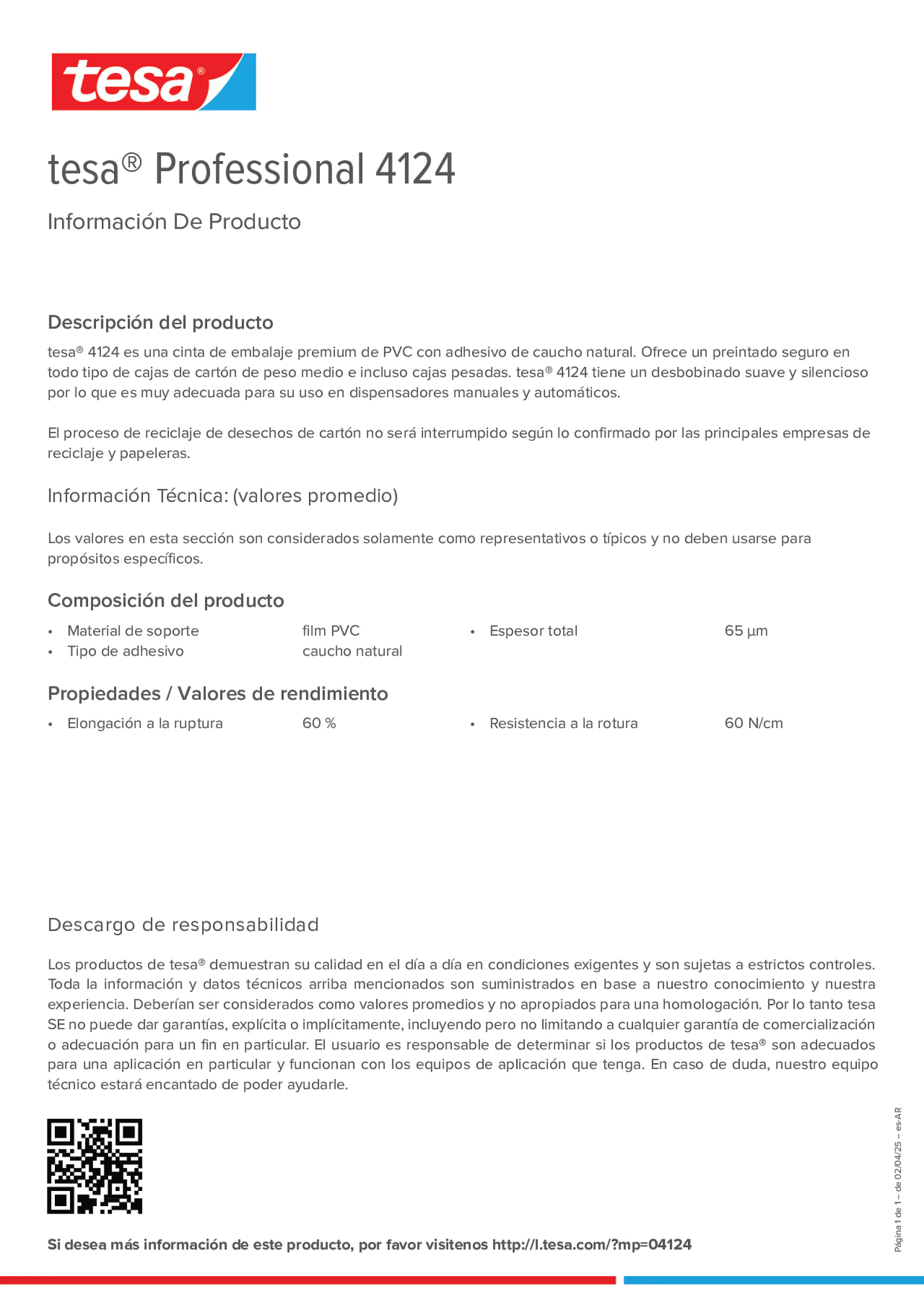Product information_tesa® Professional 04124_es-AR
