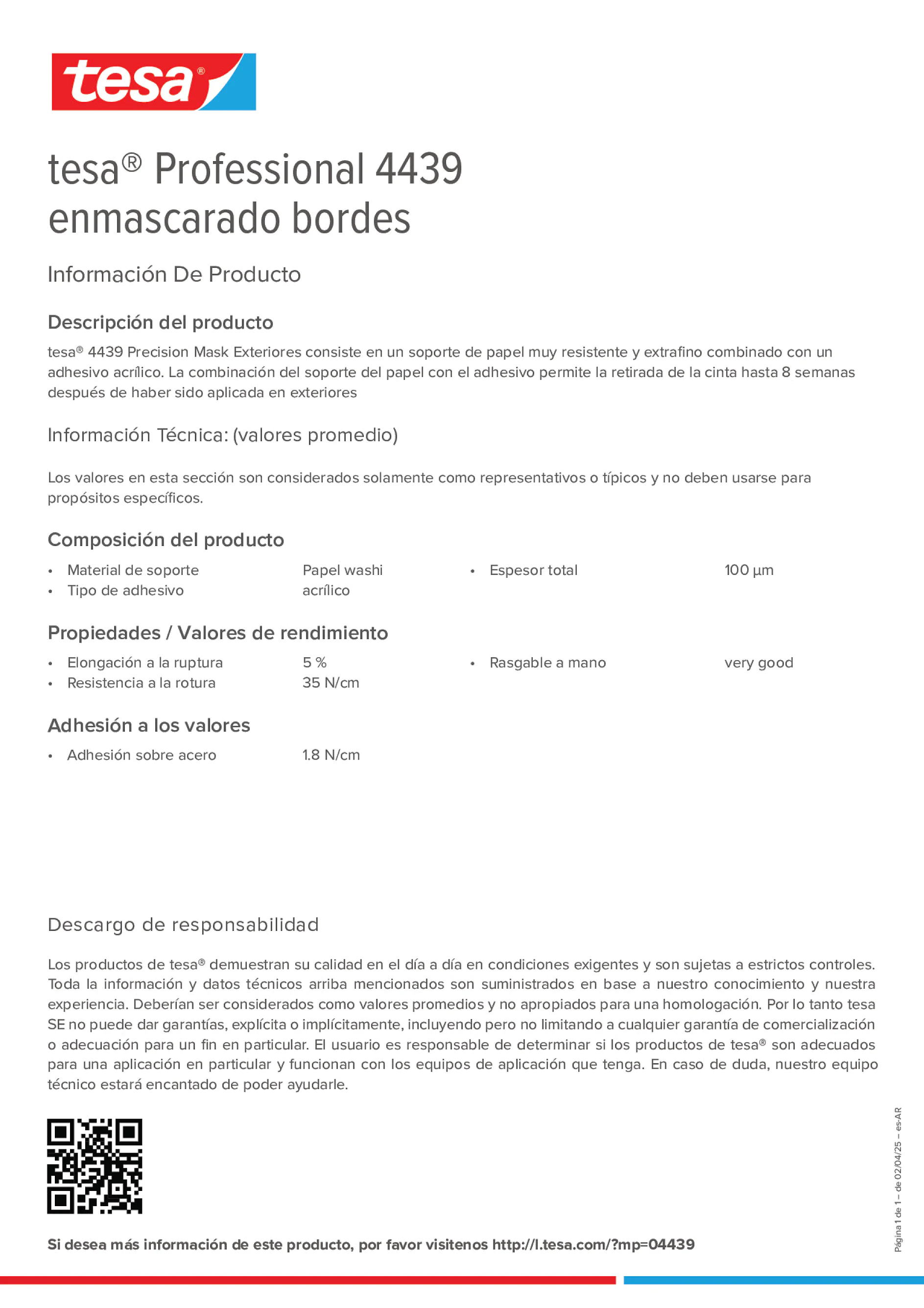 Product information_tesa® Professional 04439_es-AR