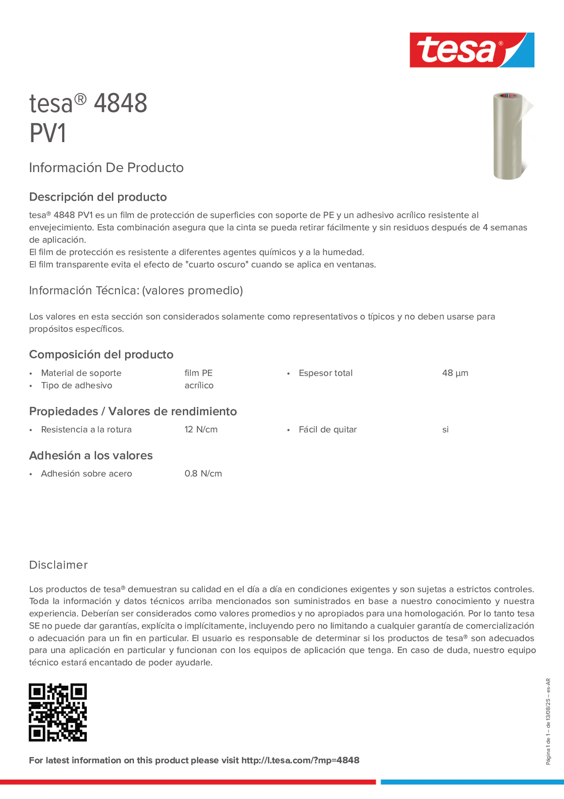 Product information_tesa® 4848_es-AR