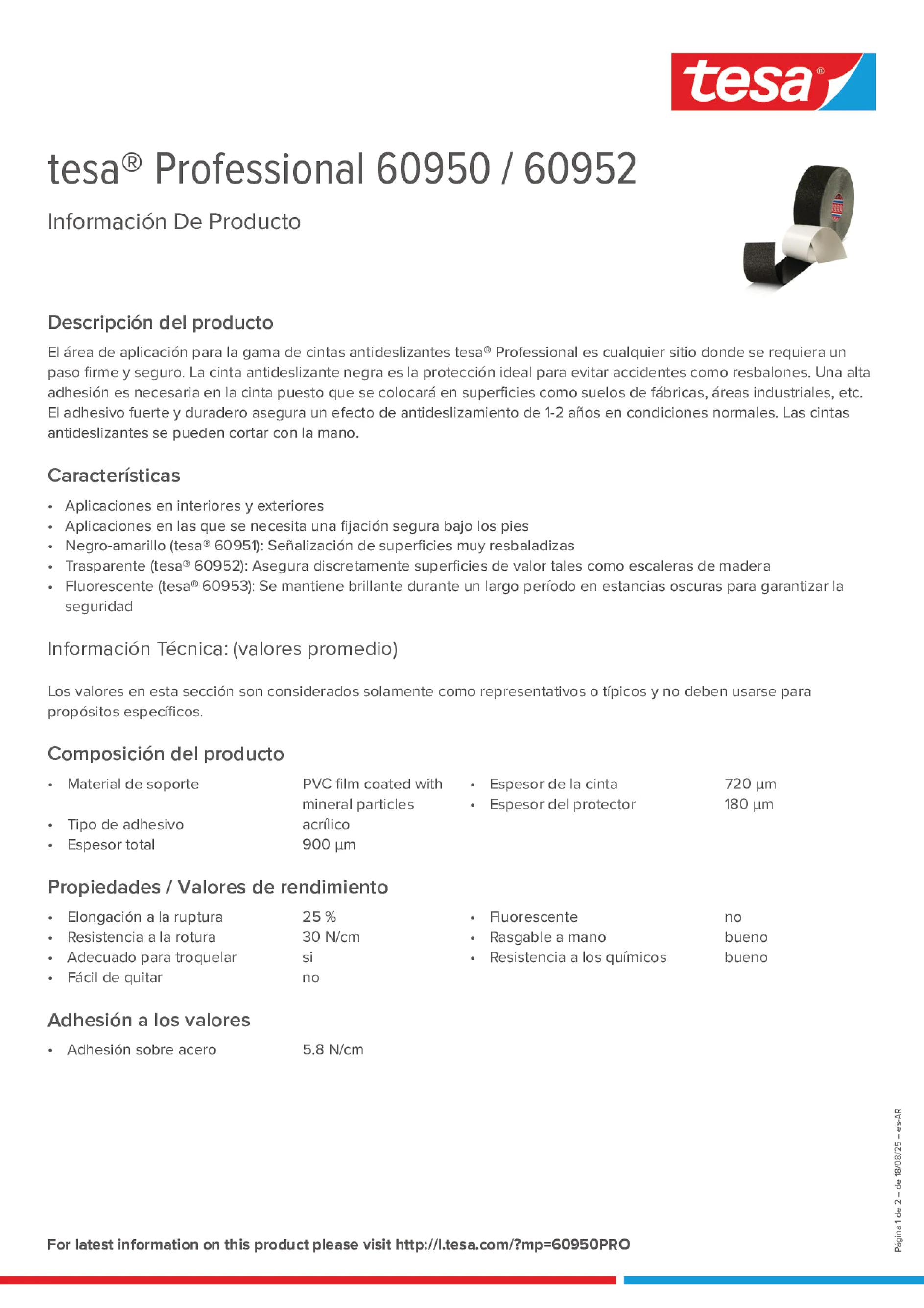 Product information_tesa® Professional 60950 / 60952_es-AR