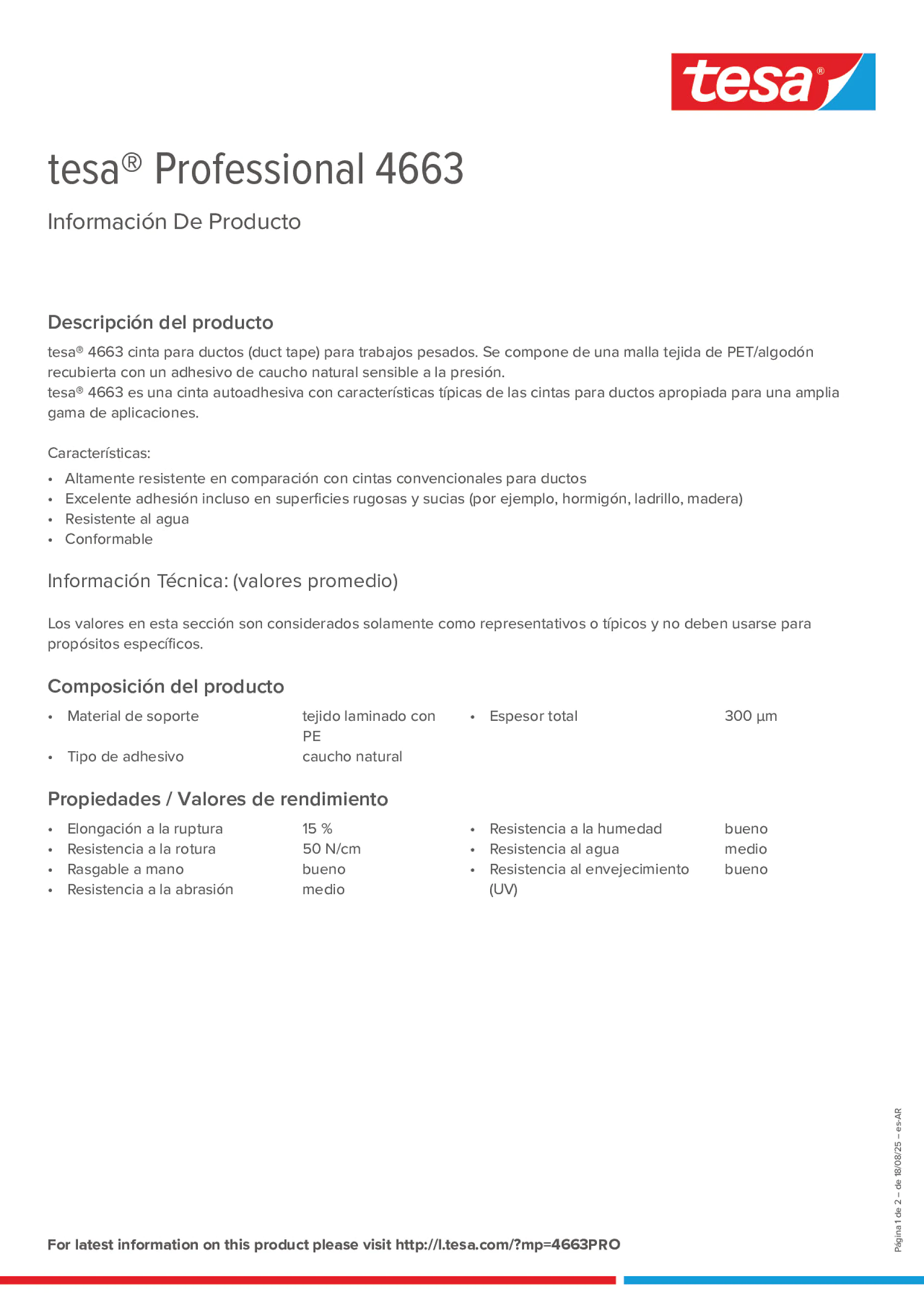 Product information_tesa® Professional 04663_es-AR
