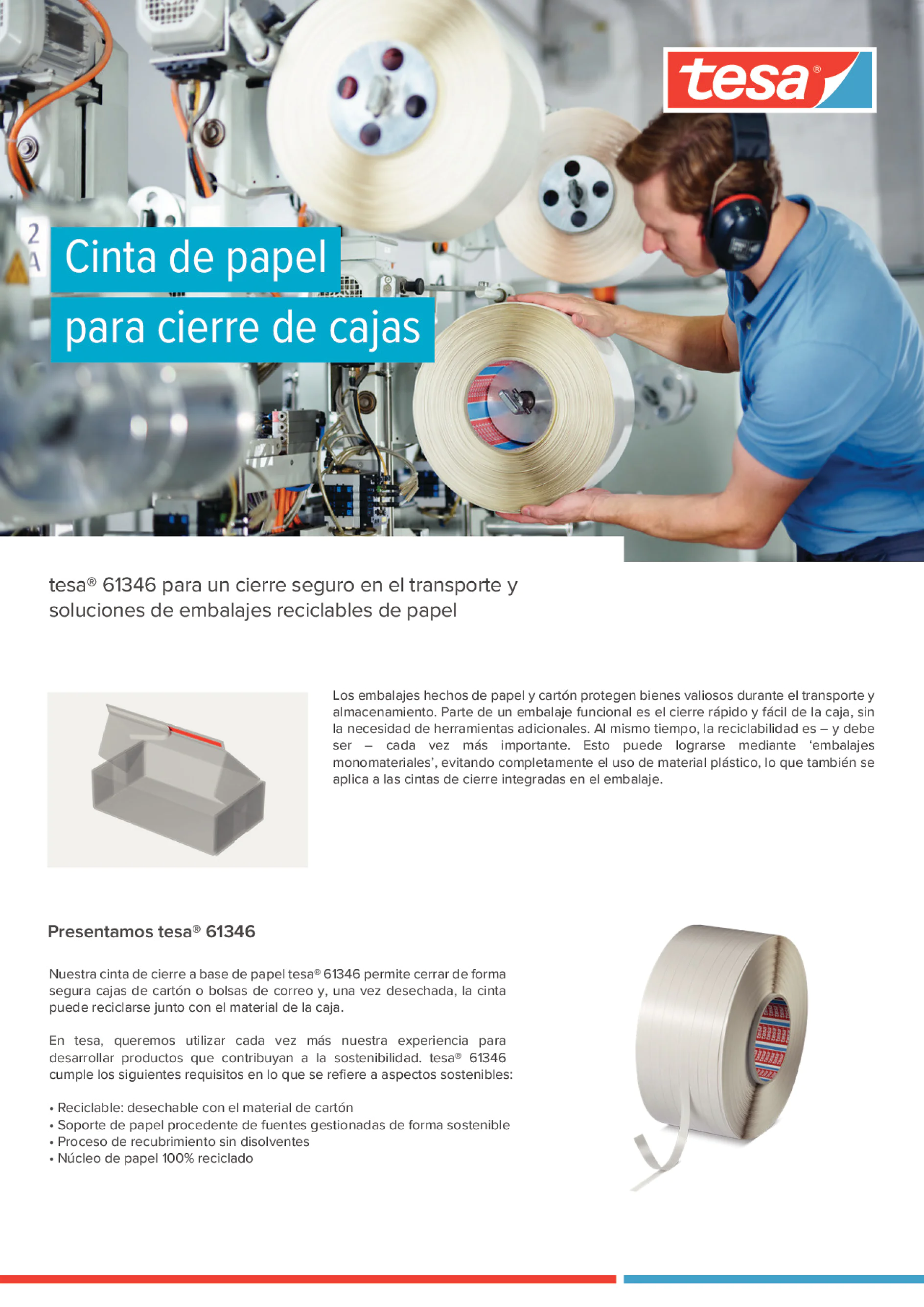tesa® 61346 cinta de papel para cierre de cajas