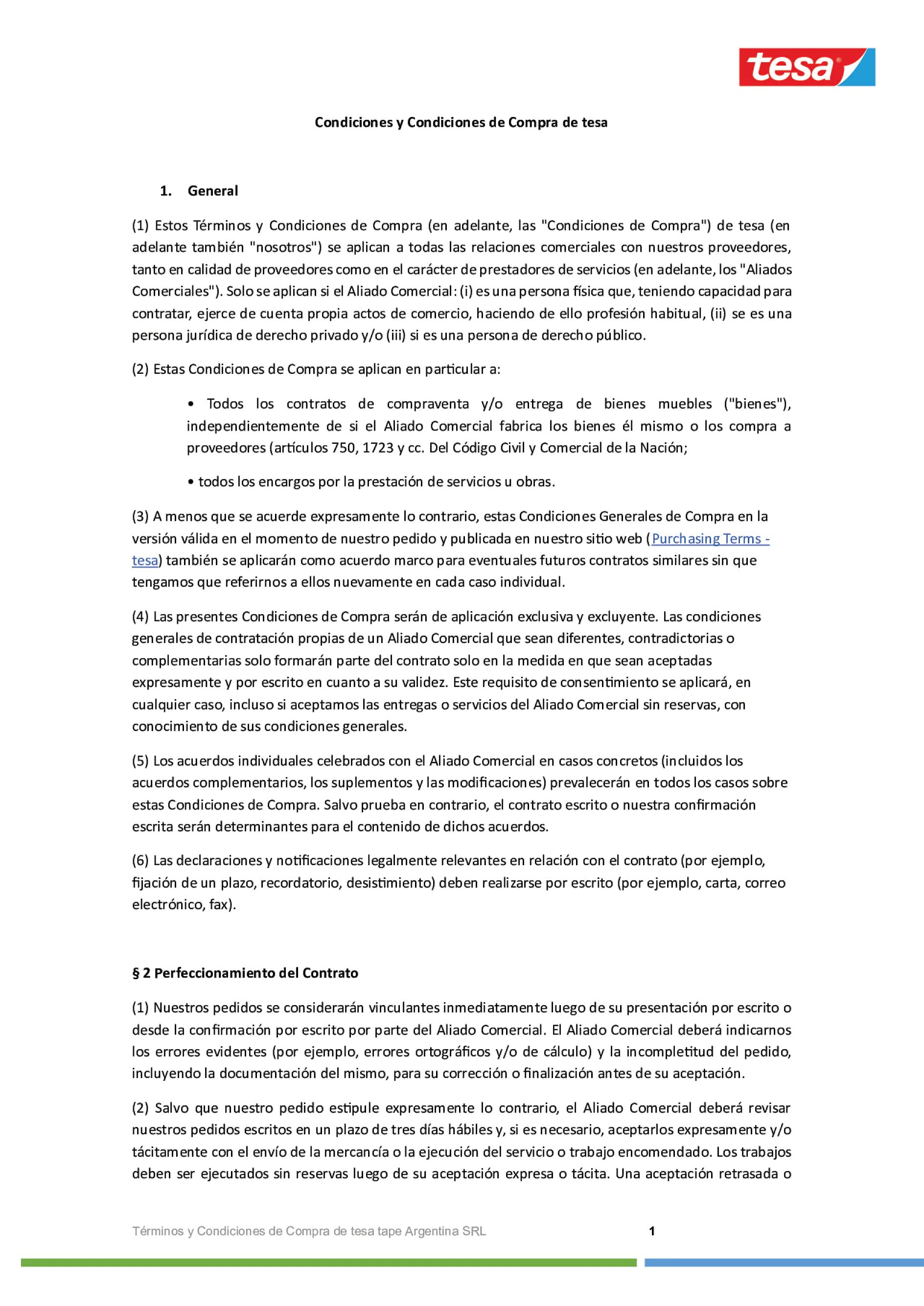 0238 Argentina - Terms and Conditions of Purchase of tesa ES