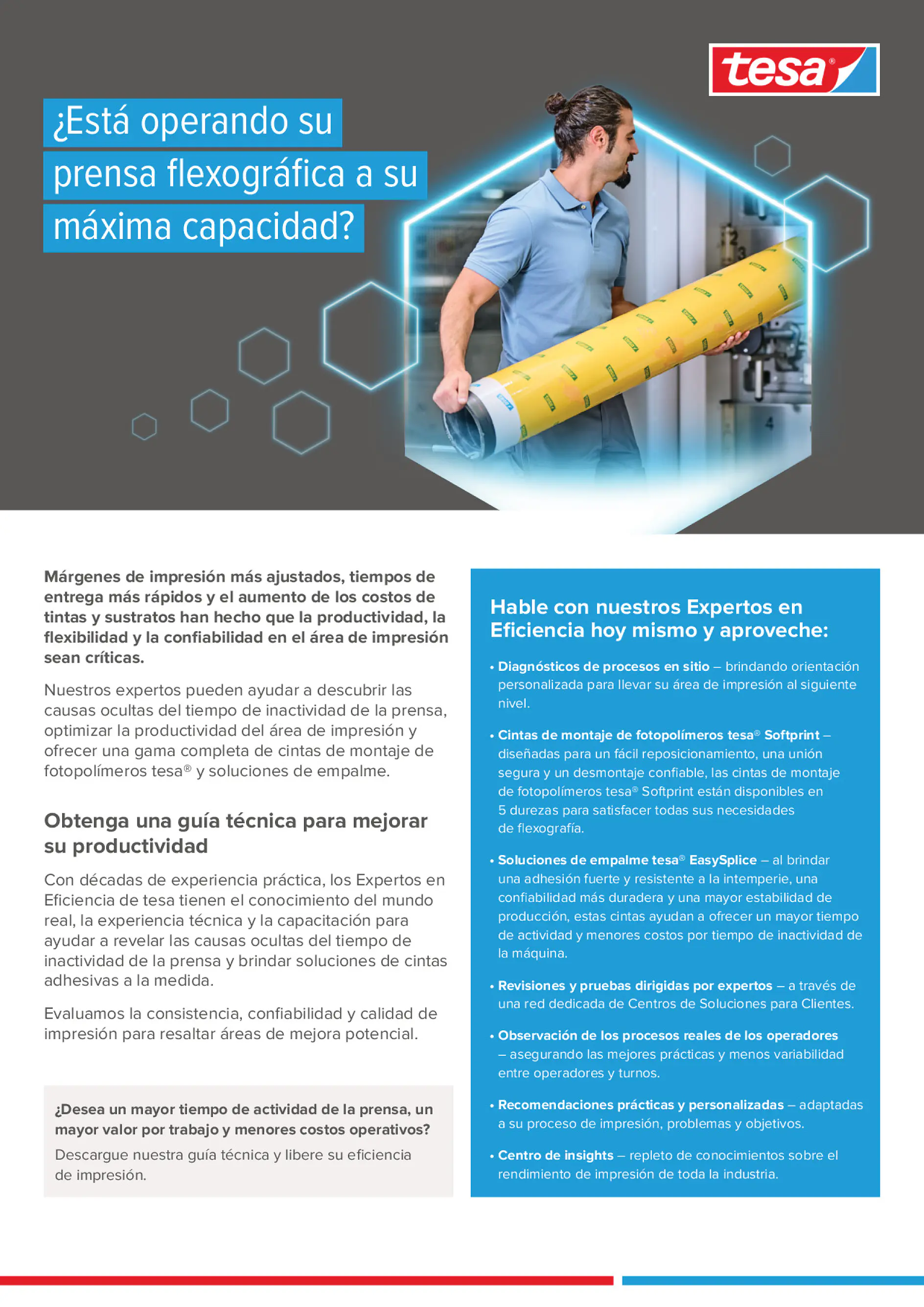 Portada de la Guía Técnica de tesa para mejorar la eficiencia de impresión flexográfica