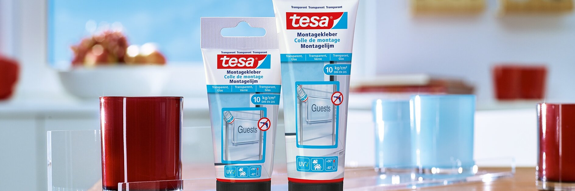 How to use tesa® Mounting Glue for Transparent & Glass 10kg/cm2.