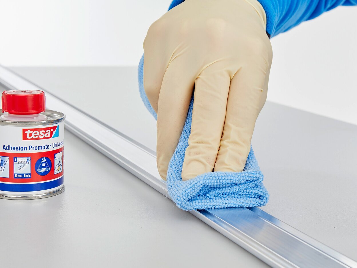 tesa 60150 surface treatment to improve adhesion to various substrates step2of3