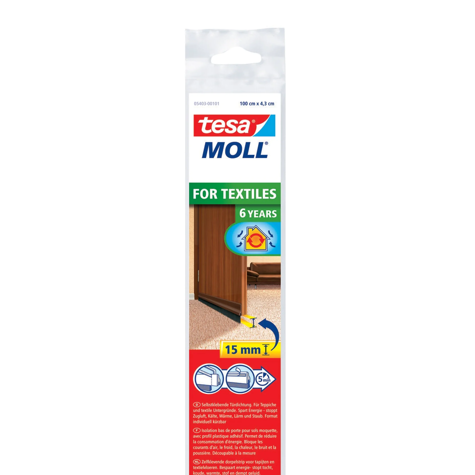 [en-en] tesamoll Door-to-floor brush for Textiles brown