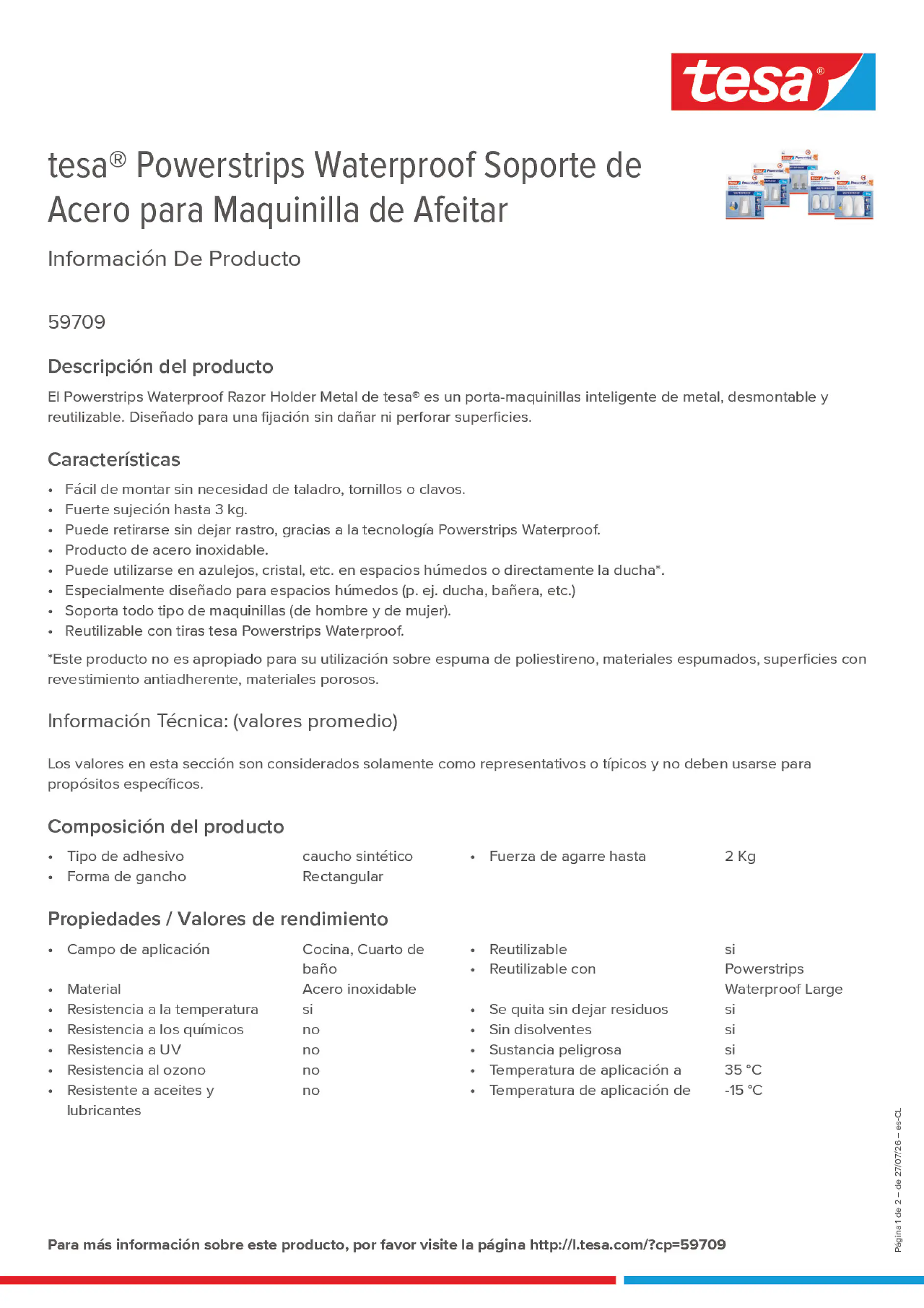 Product information_tesa® Powerstrips 59709_es-CL