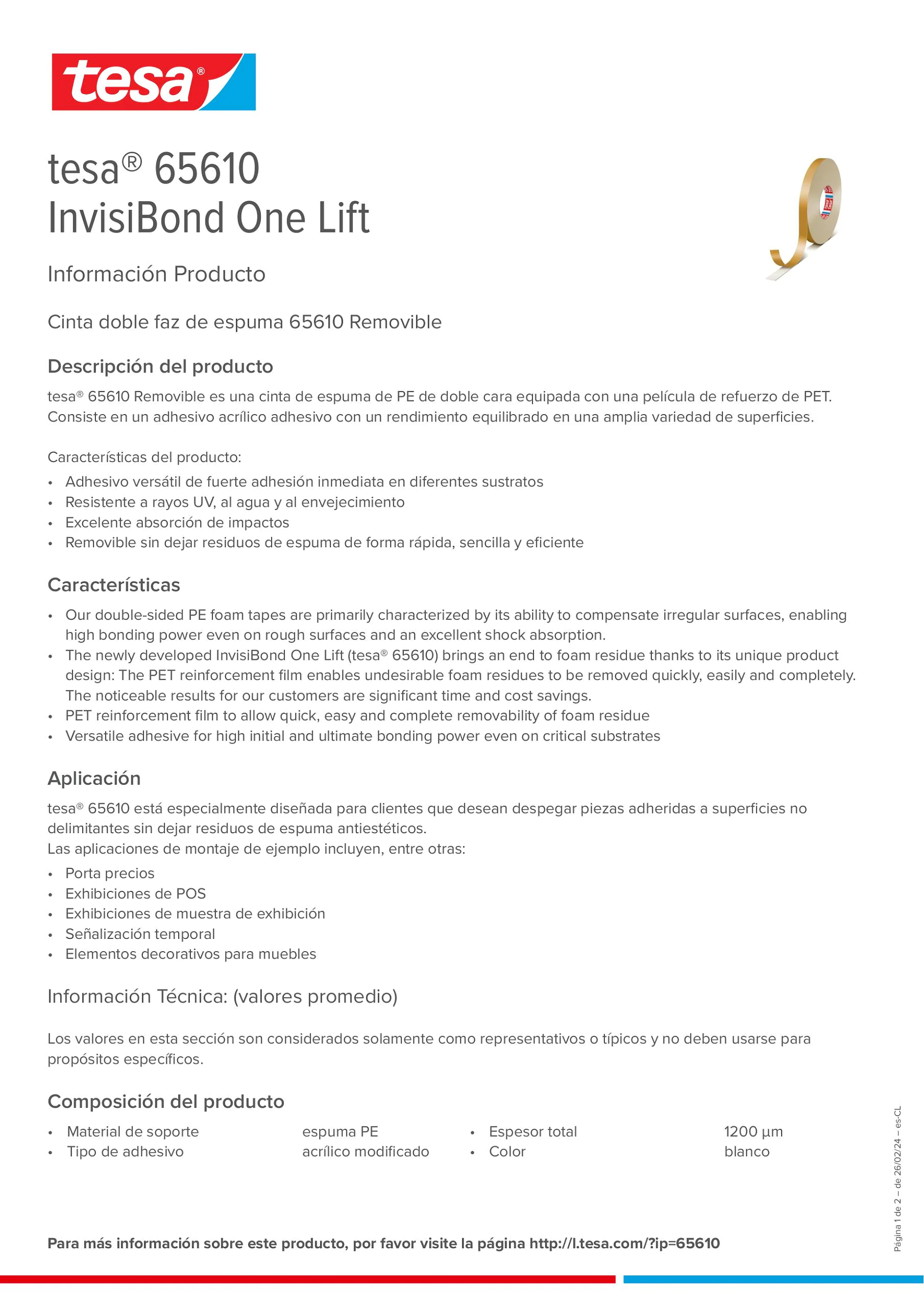 Product information_tesa® 65610_es-CL