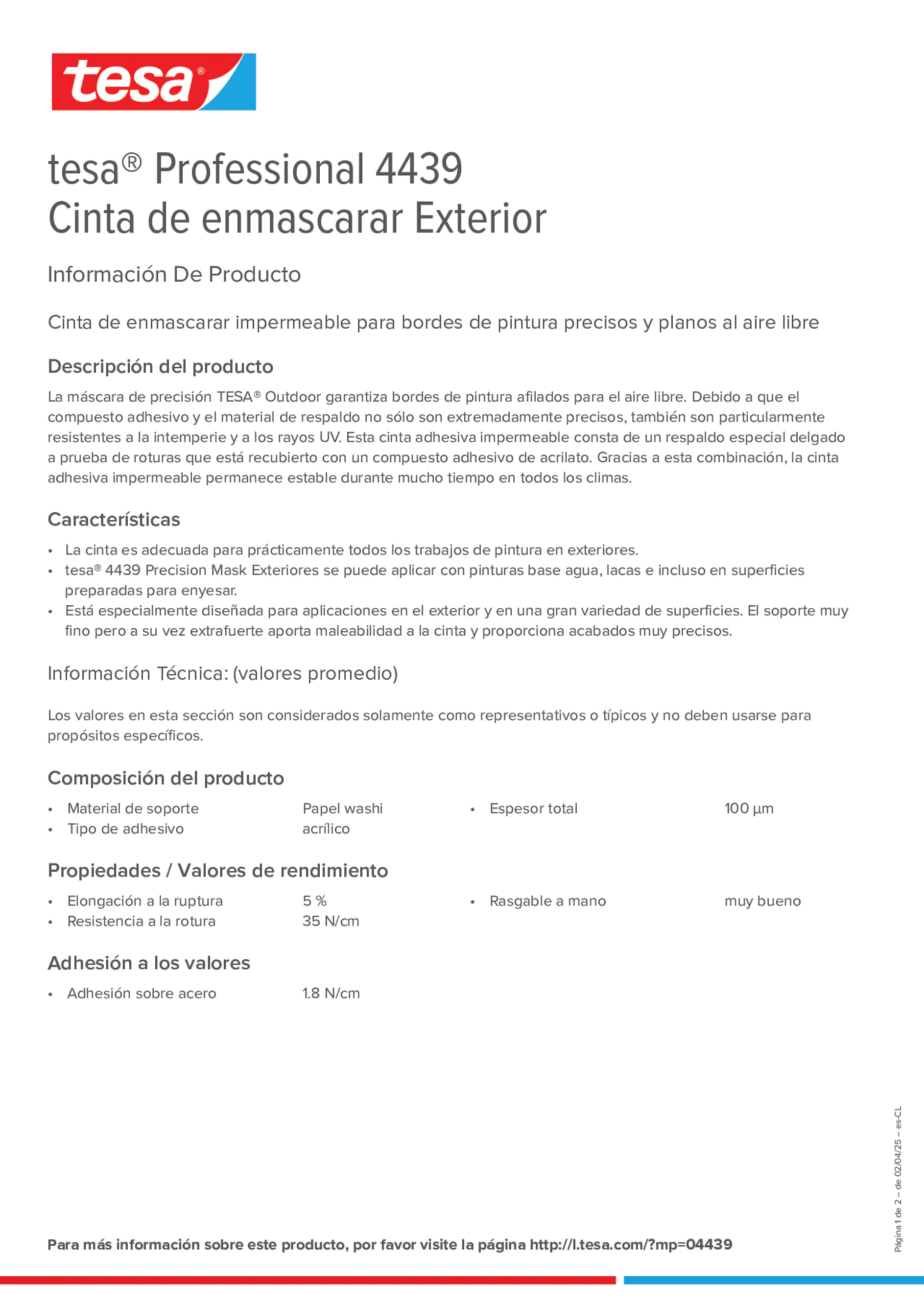 Product information_tesa® Professional 04439_es-CL
