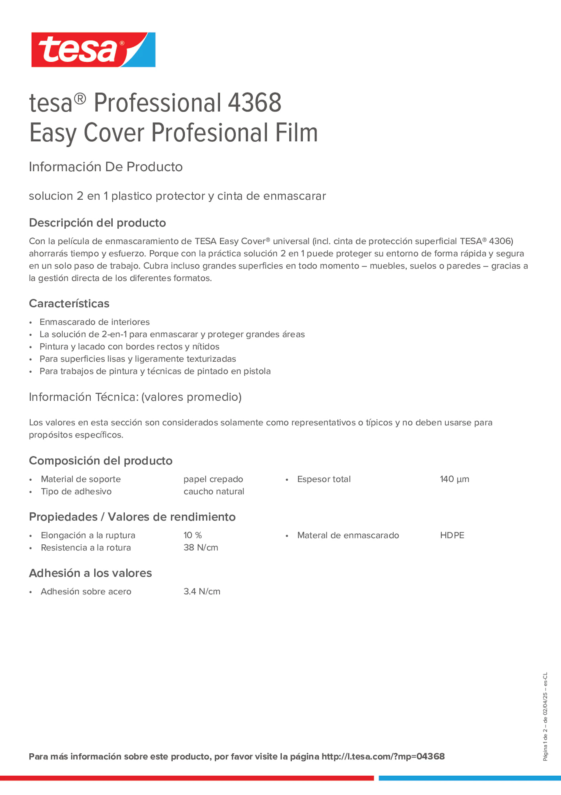 Product information_tesa® Professional 04368_es-CL