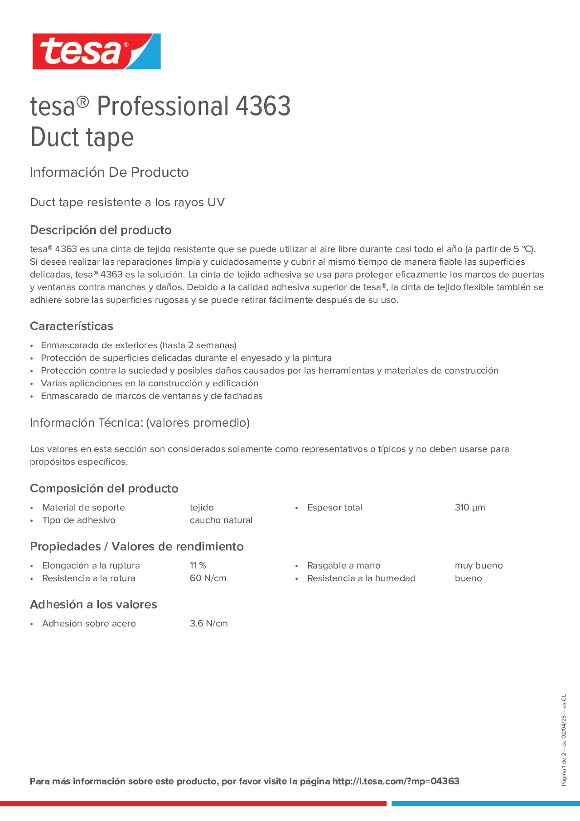 Product information_tesa® Professional 04363_es-CL