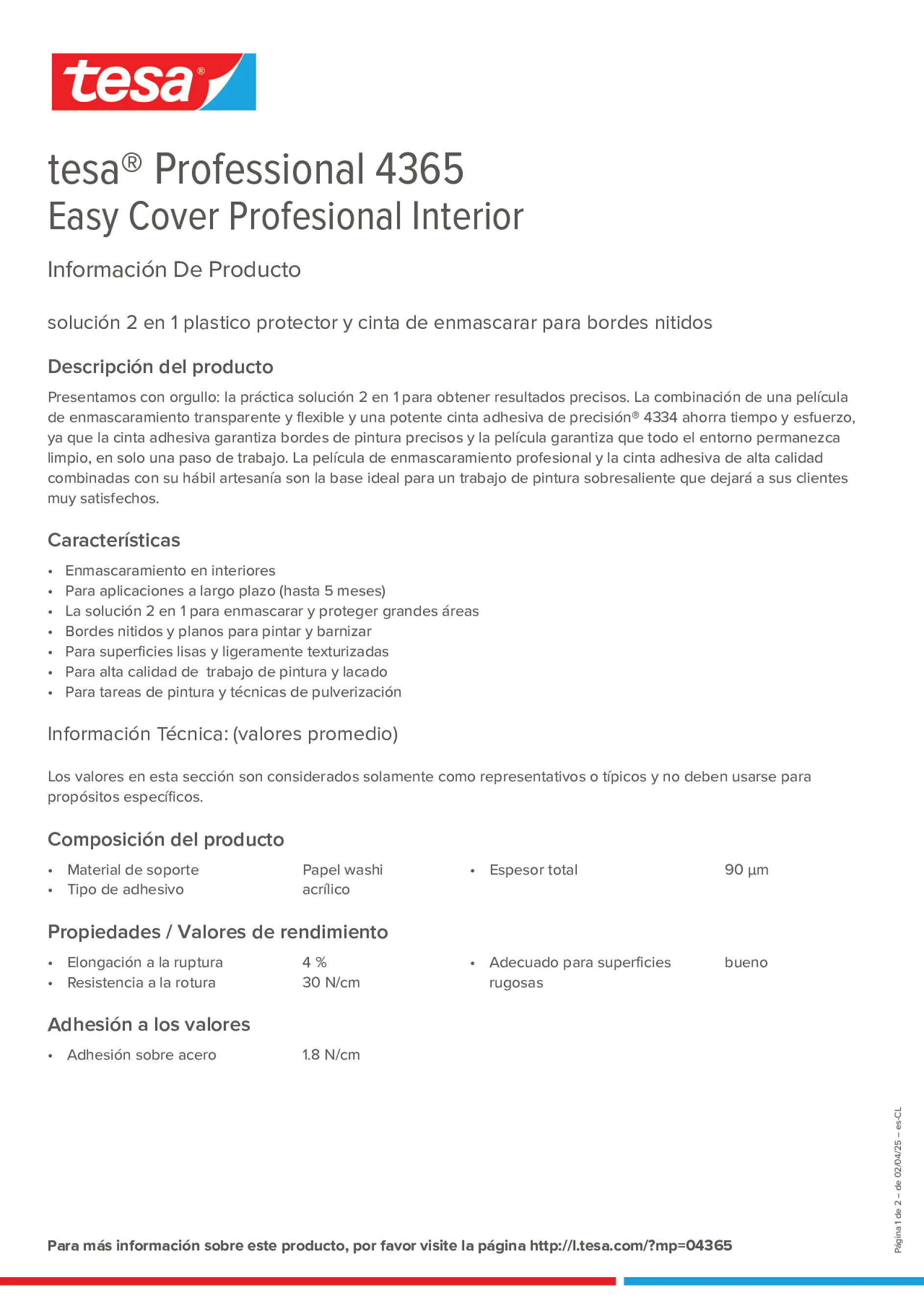 Product information_tesa® Professional 04365_es-CL