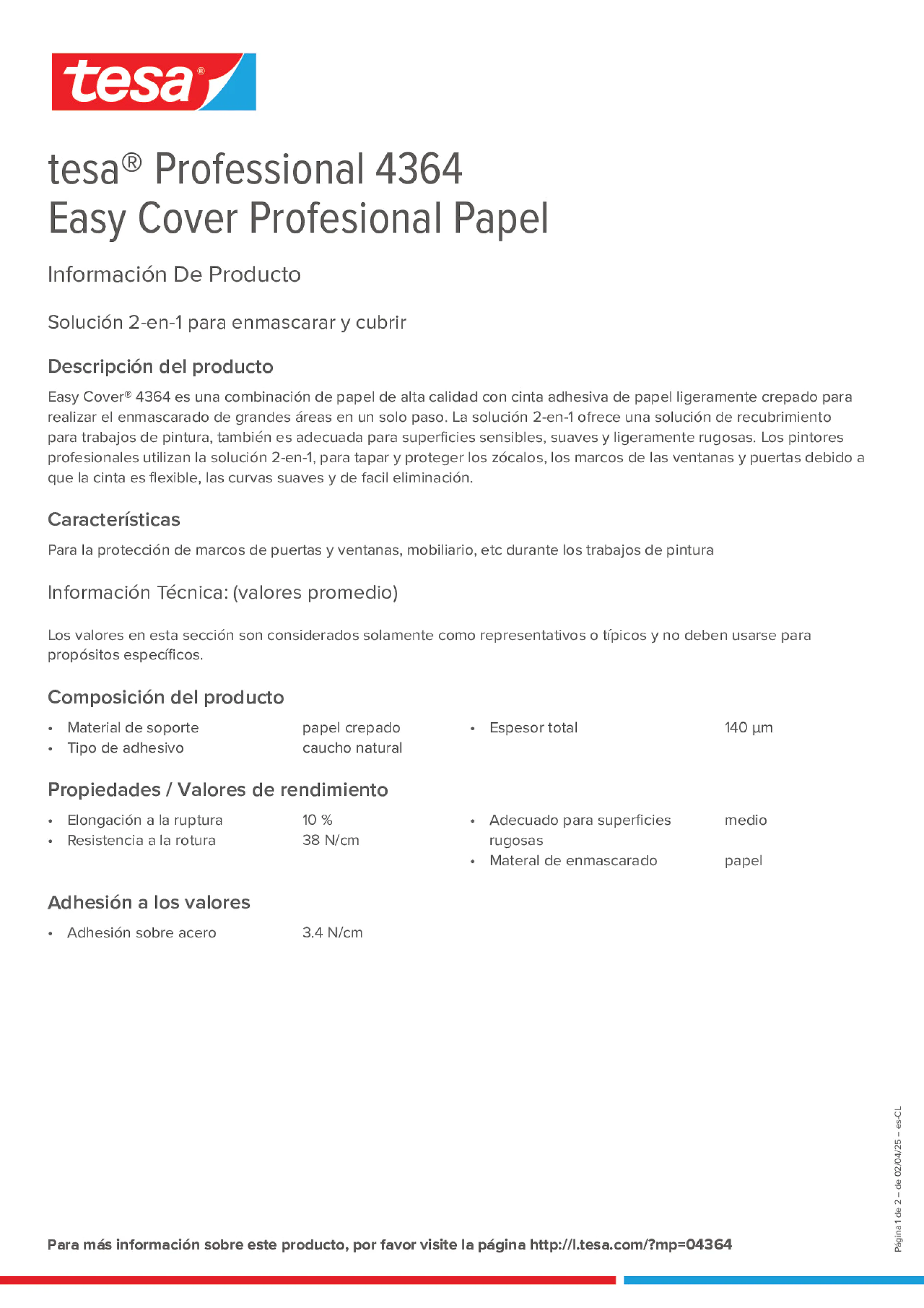 Product information_tesa® Professional 04364_es-CL