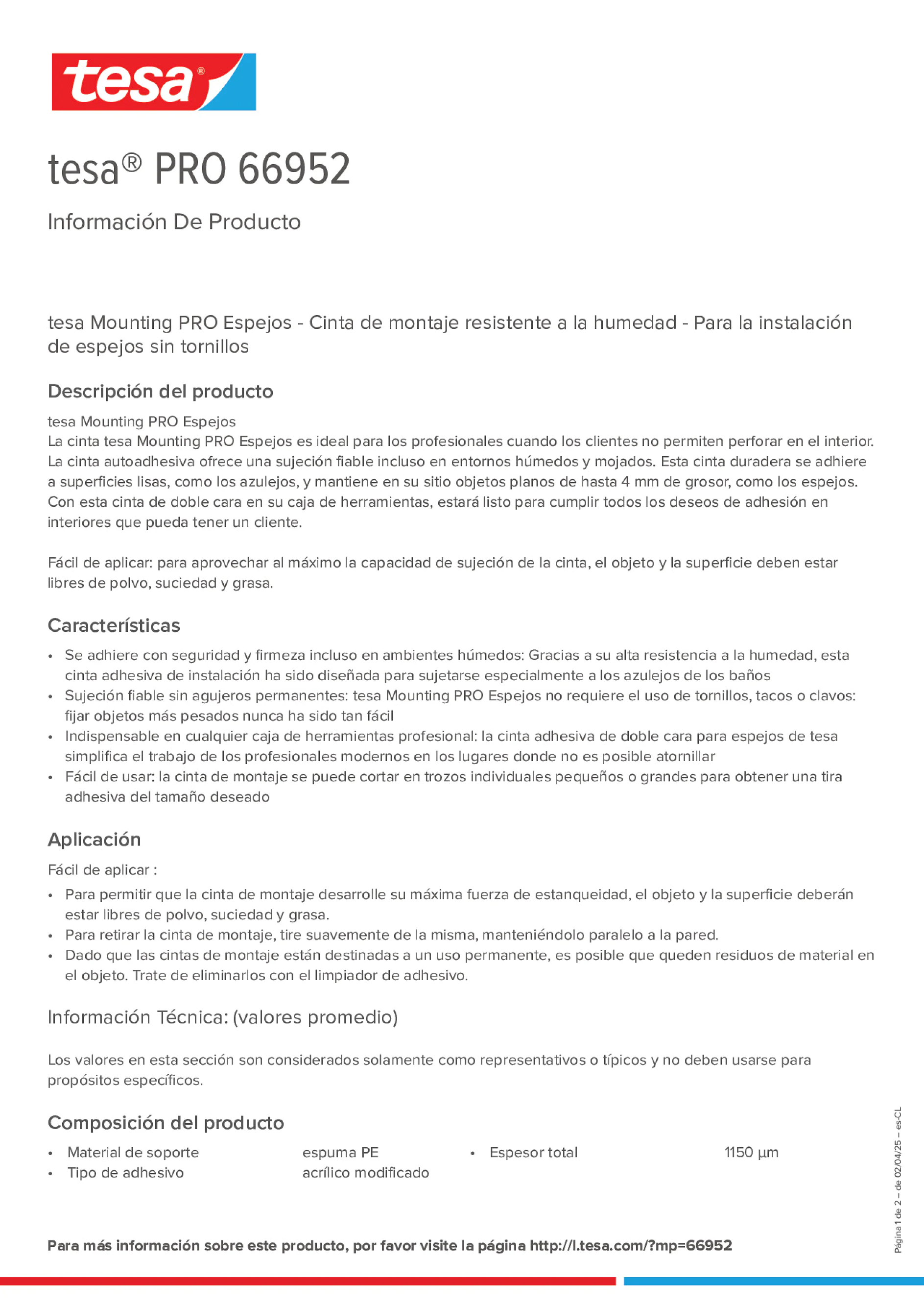 Product information_tesa® PRO 66952_es-CL