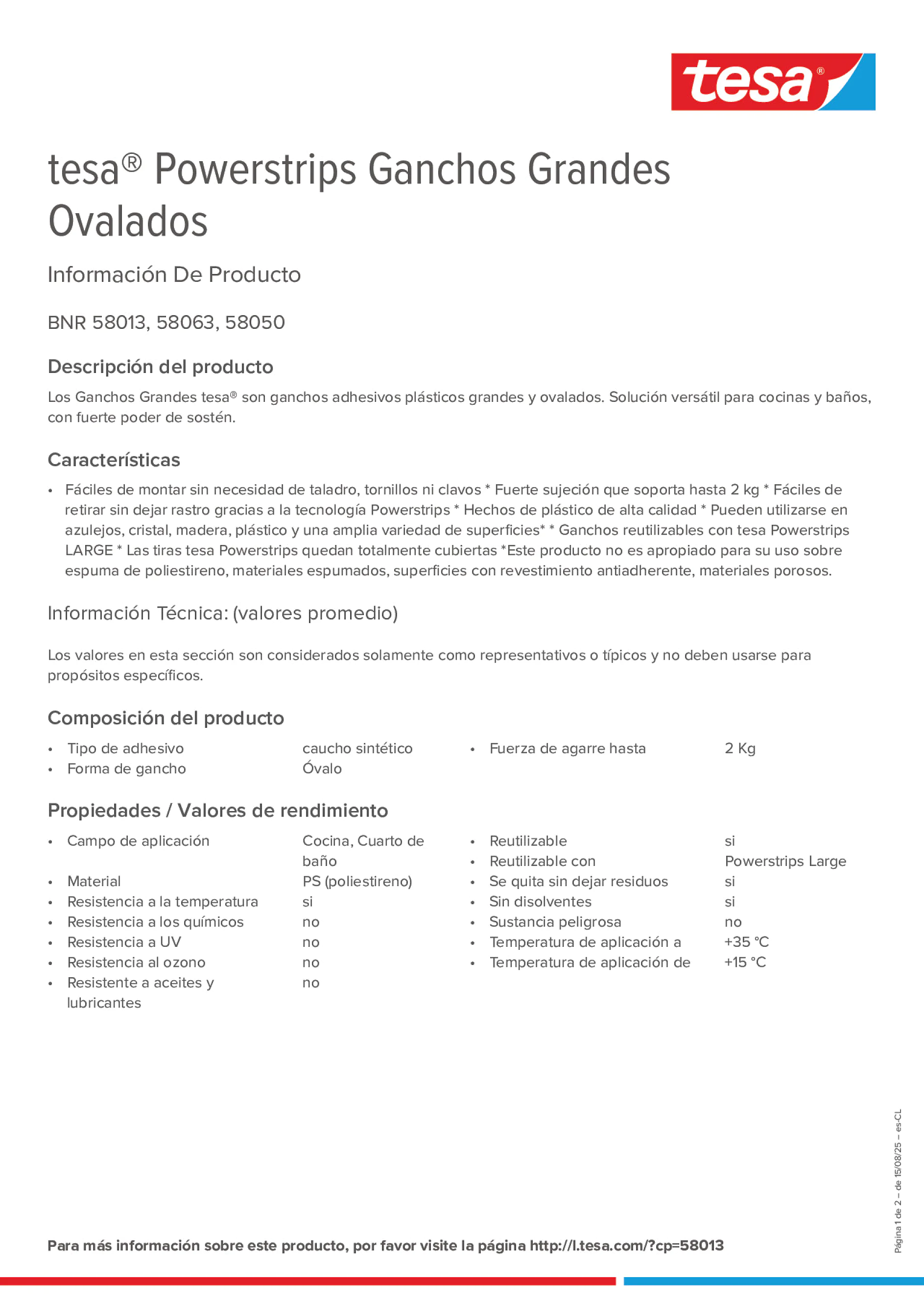 Product information_tesa® Powerstrips 58050_es-CL