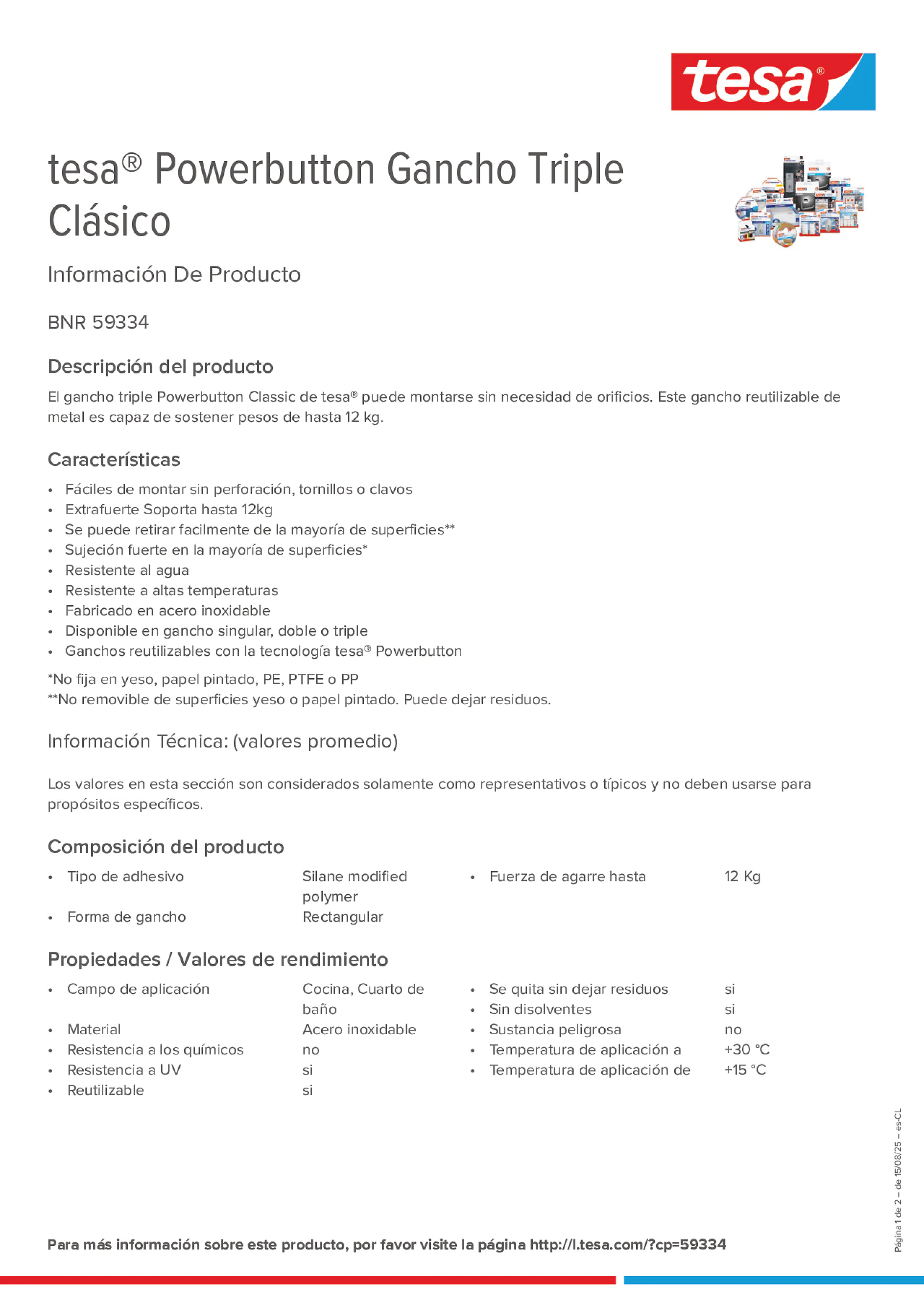 Product information_tesa® Powerbutton 59334_es-CL Product information_tesa® Powerbutton 59334_es-CL