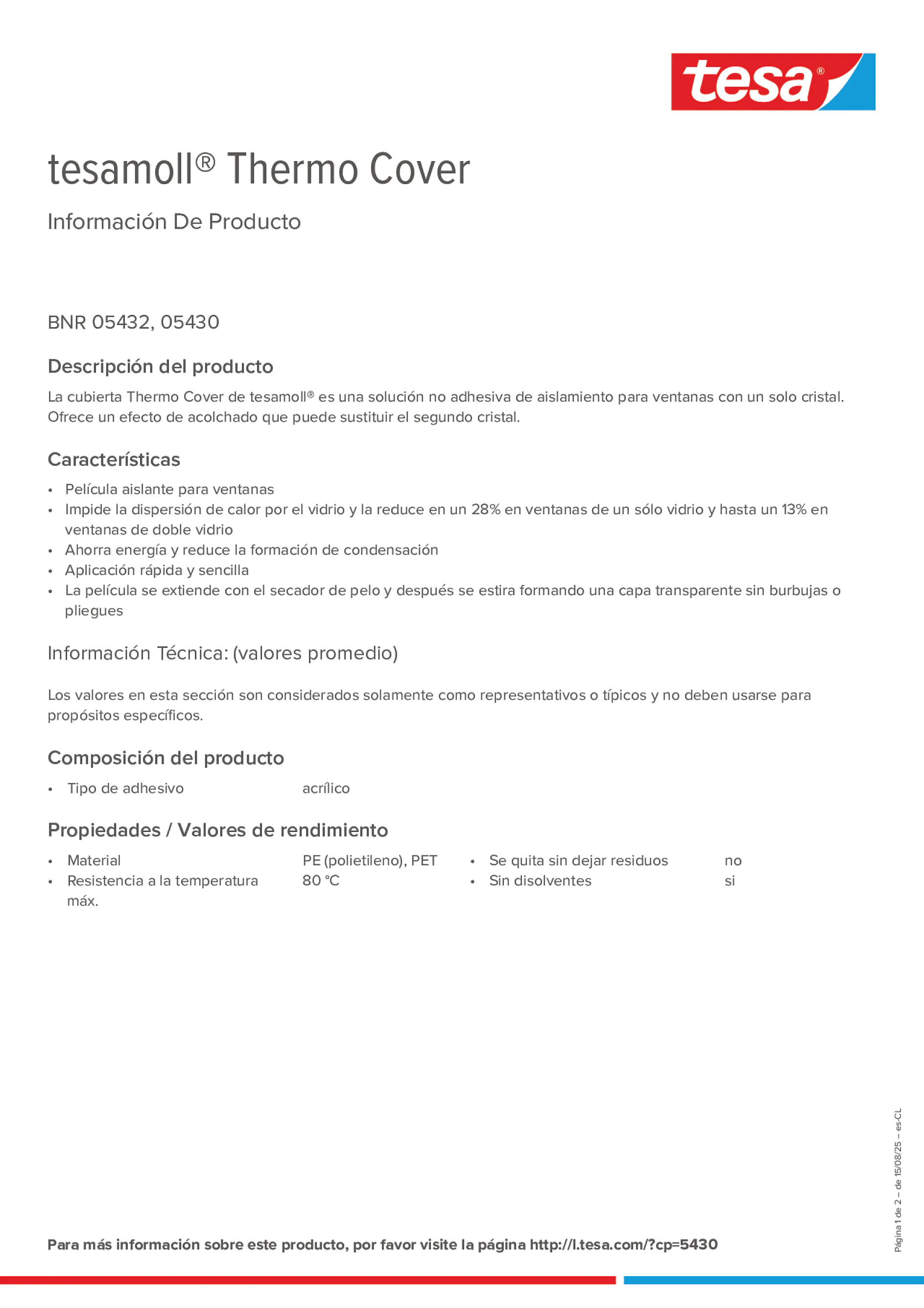 Product information_tesamoll® 5430_es-CL
