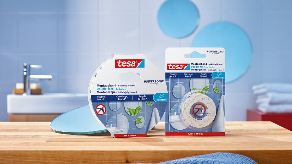 How to use tesa® Mounting Tape for Tiles & Metal.