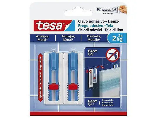 tesa® Clavo adhesivo ajustable para azulejos y metal 3 kg 2.0