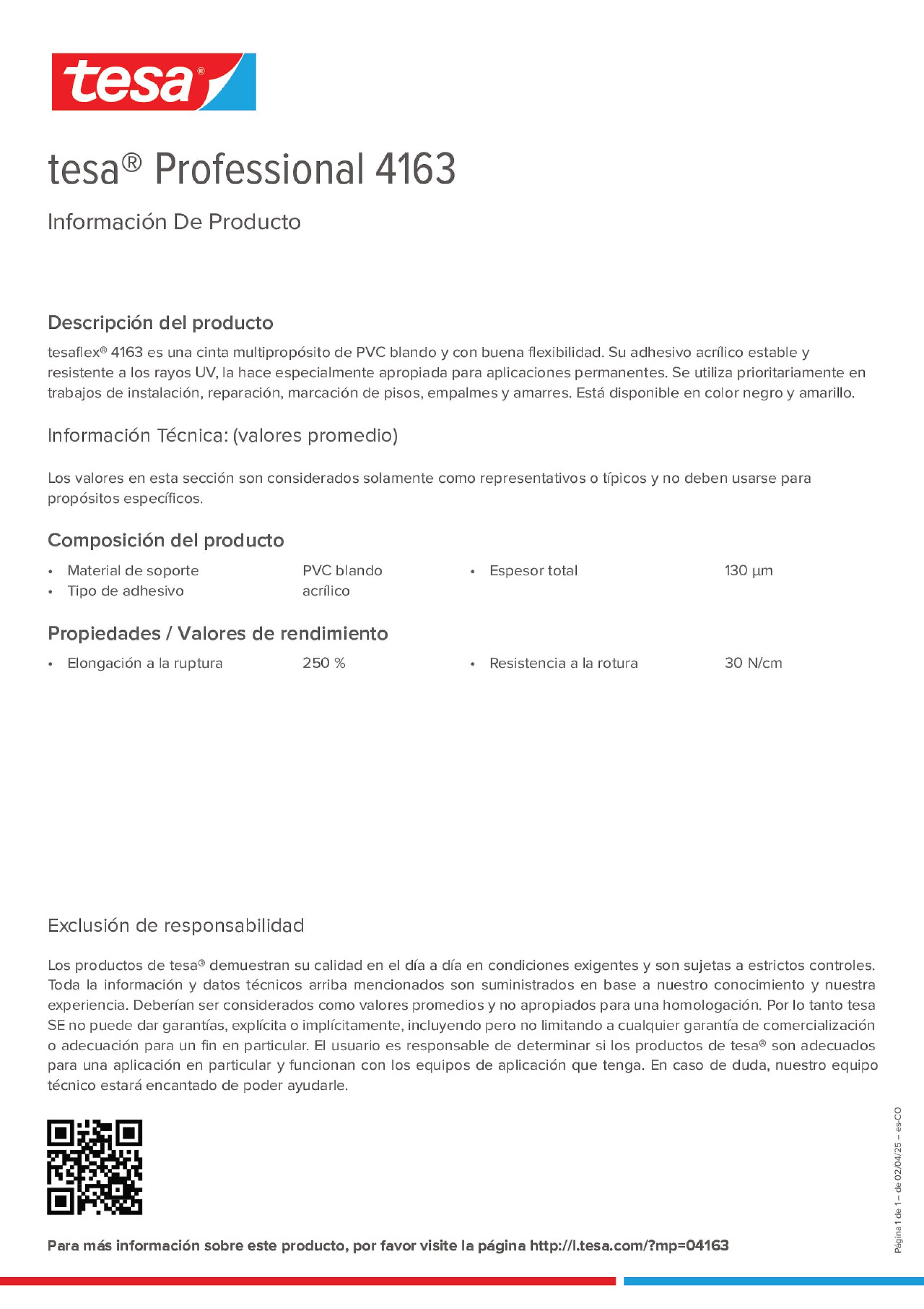 Product information_tesa® Professional 04163_es-CO