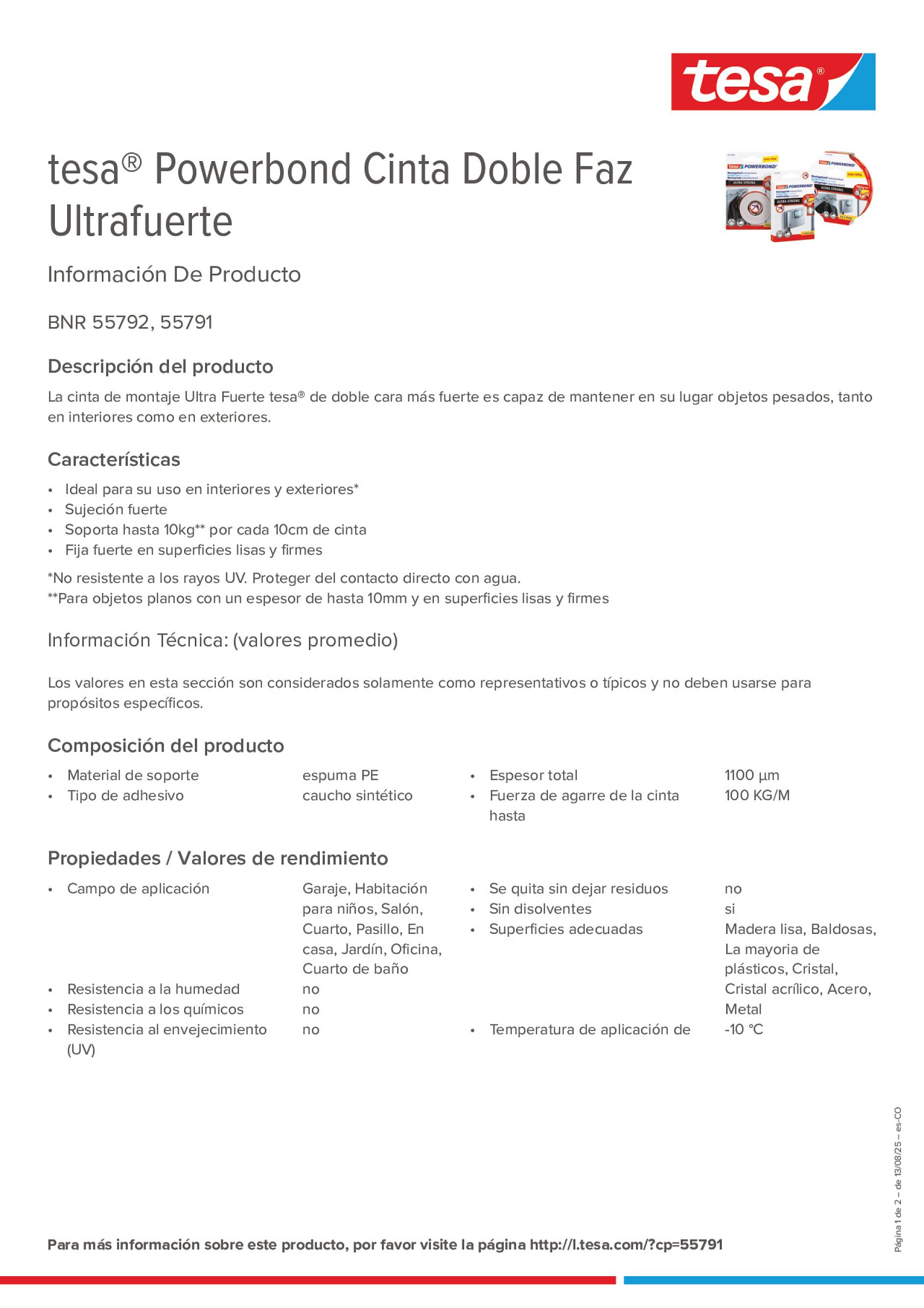 Product information_tesa® Powerbond 55791_es-CO