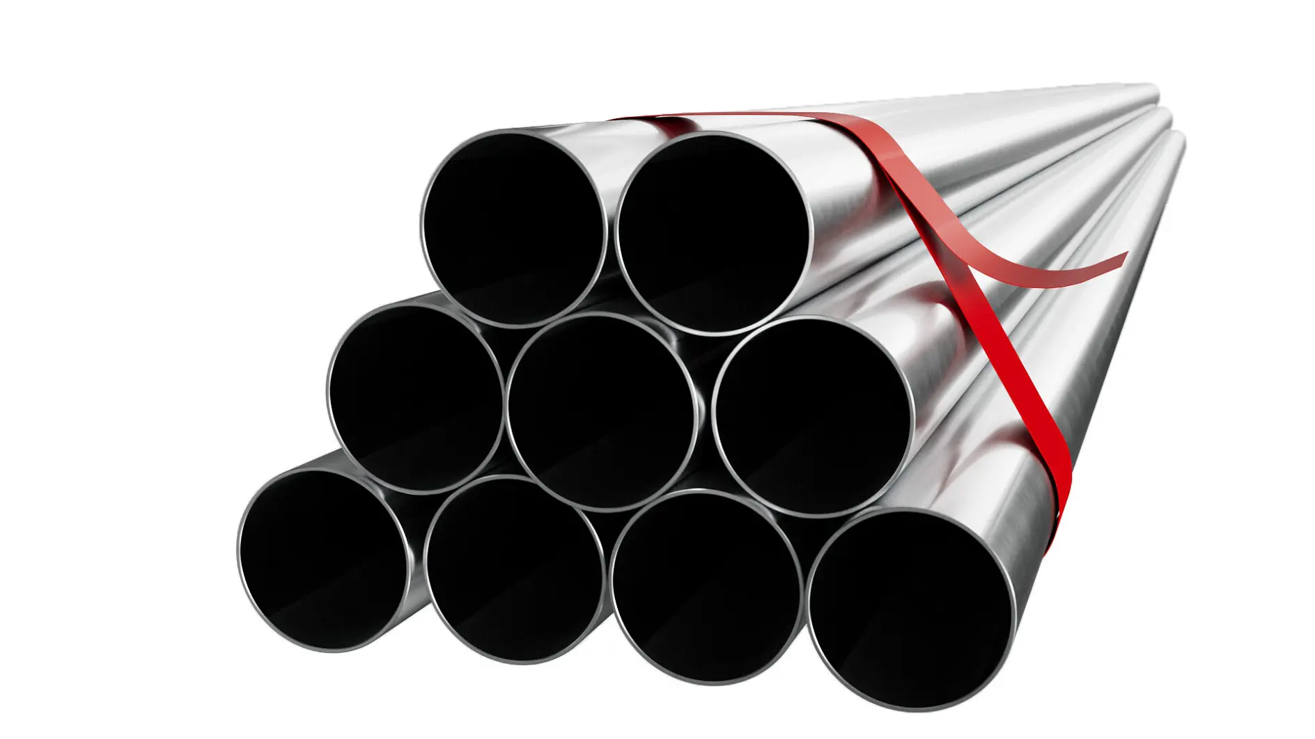 Rollos de cinta adhesiva tesa plateados y negros apilados en forma de pirámide con una franja roja sobre un fondo blanco (This text has been generated by AI)