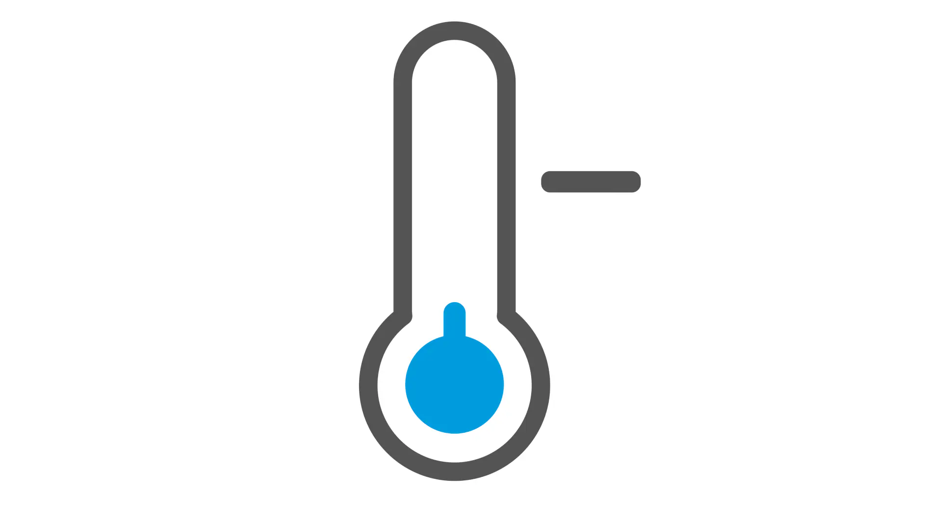 Por supuesto, aquí tienes el texto revisado: Una ilustración digital minimalista de un icono de termómetro. El termómetro está delineado en negro con un bulbo azul en la parte inferior, lo que indica una temperatura baja. Una línea horizontal corta se extiende hacia la derecha, sugiriendo una lectura baja. El fondo es negro. (Nota: El texto original proporcionado no contenía ninguna referencia a cinta ni mención de competidores como 3M; por lo tanto, no fueron necesarios reemplazos). (This text has been generated by AI)