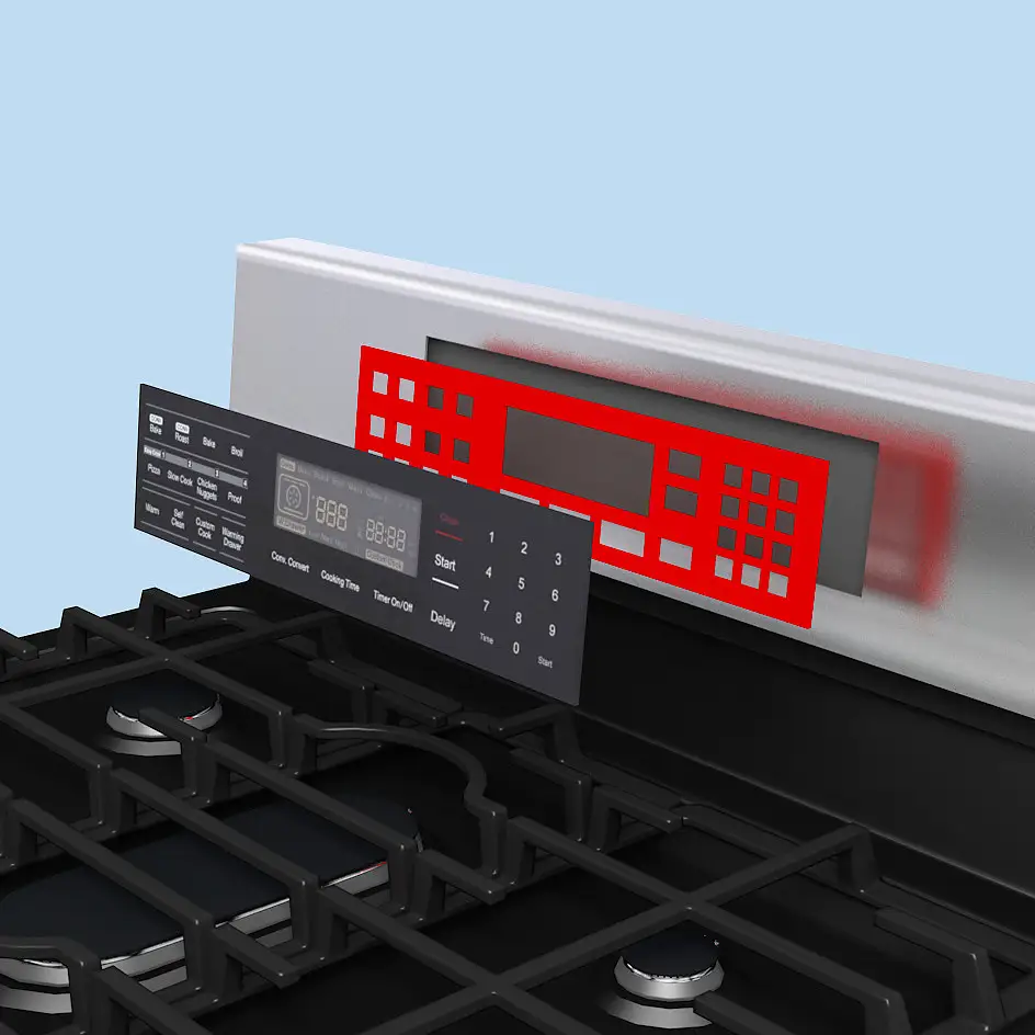 Los paneles de control se montan en el electrodoméstico con cinta de doble cara.