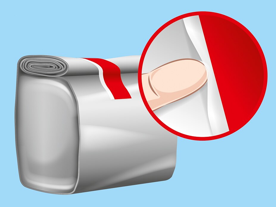 Cierre resellable con pestaña para bolsas La eficaz función del sistema Lift & Reseal de tesa es ideal para sellar bolsas de forma sencilla en repetidas ocasiones