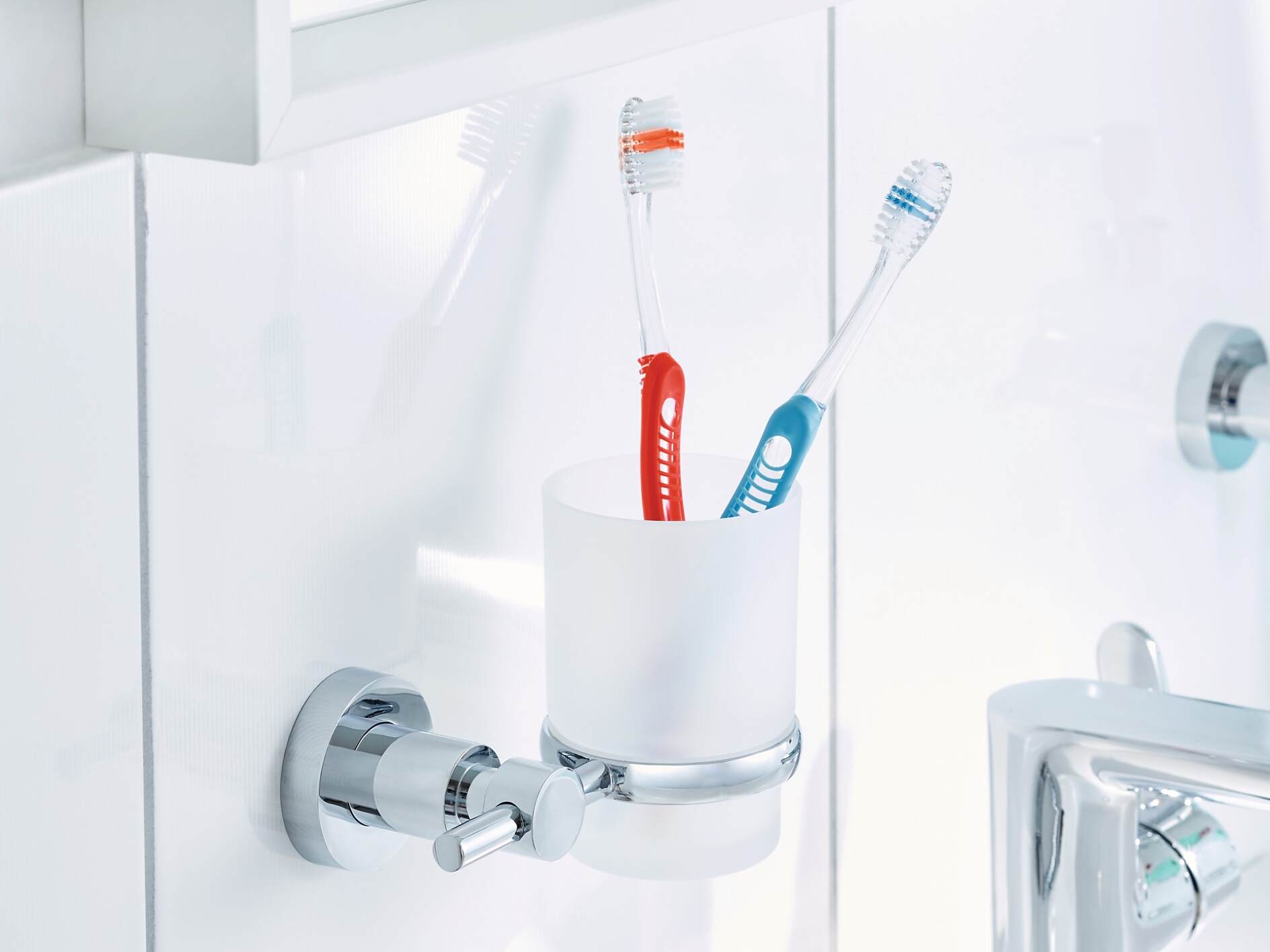 DAX - Soporte para cepillo de dientes de doble vaso para baño, acero i