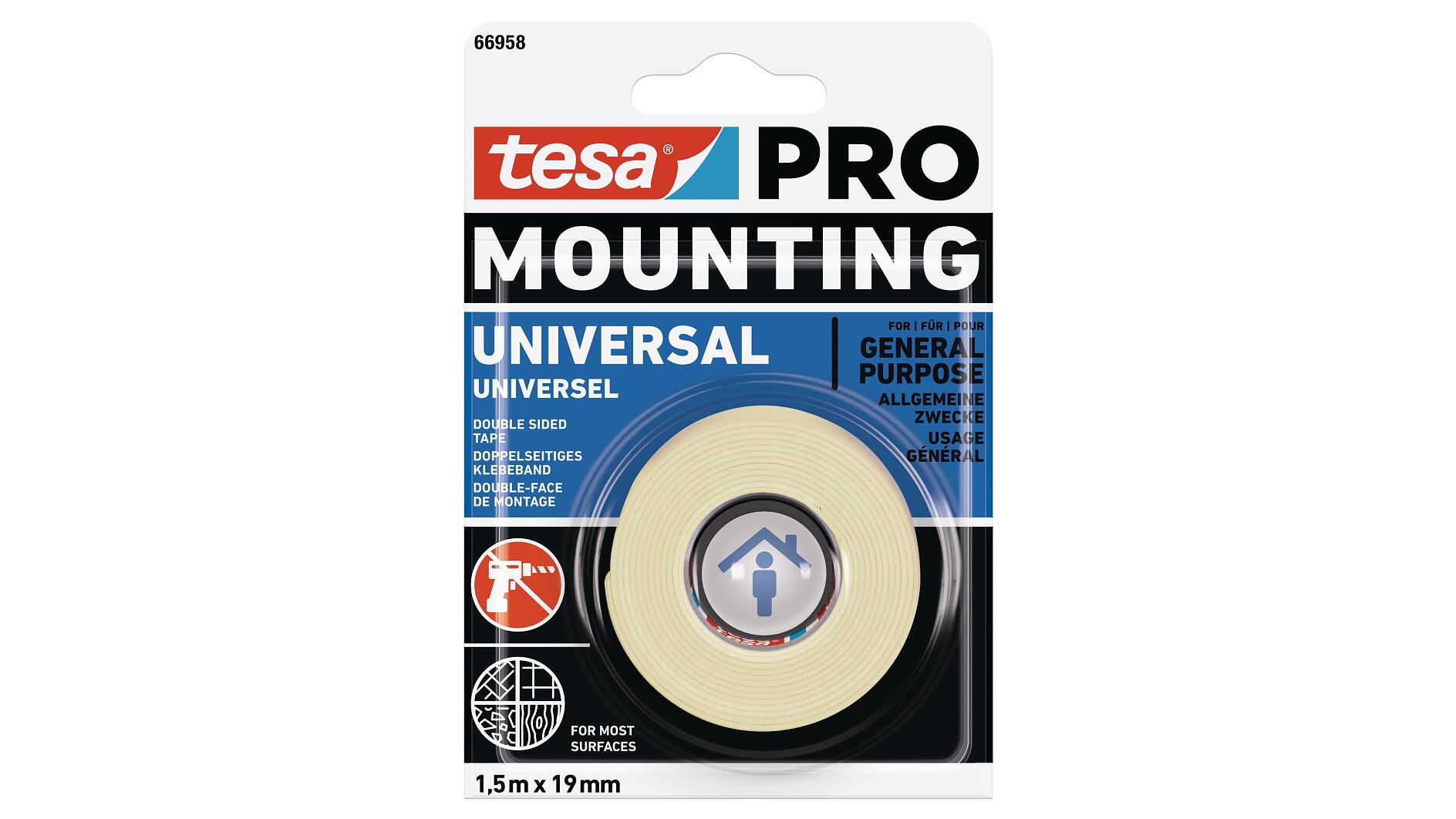 TESA 66952-0: Mounting tape tesa PRO mirror, 1.5 m x 19 mm, white at  reichelt elektronik