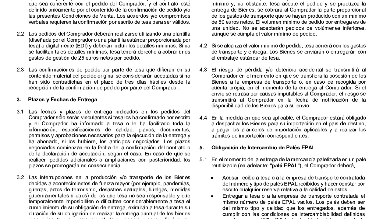 Términos y Condiciones de Venta de tesa tape, S.A.