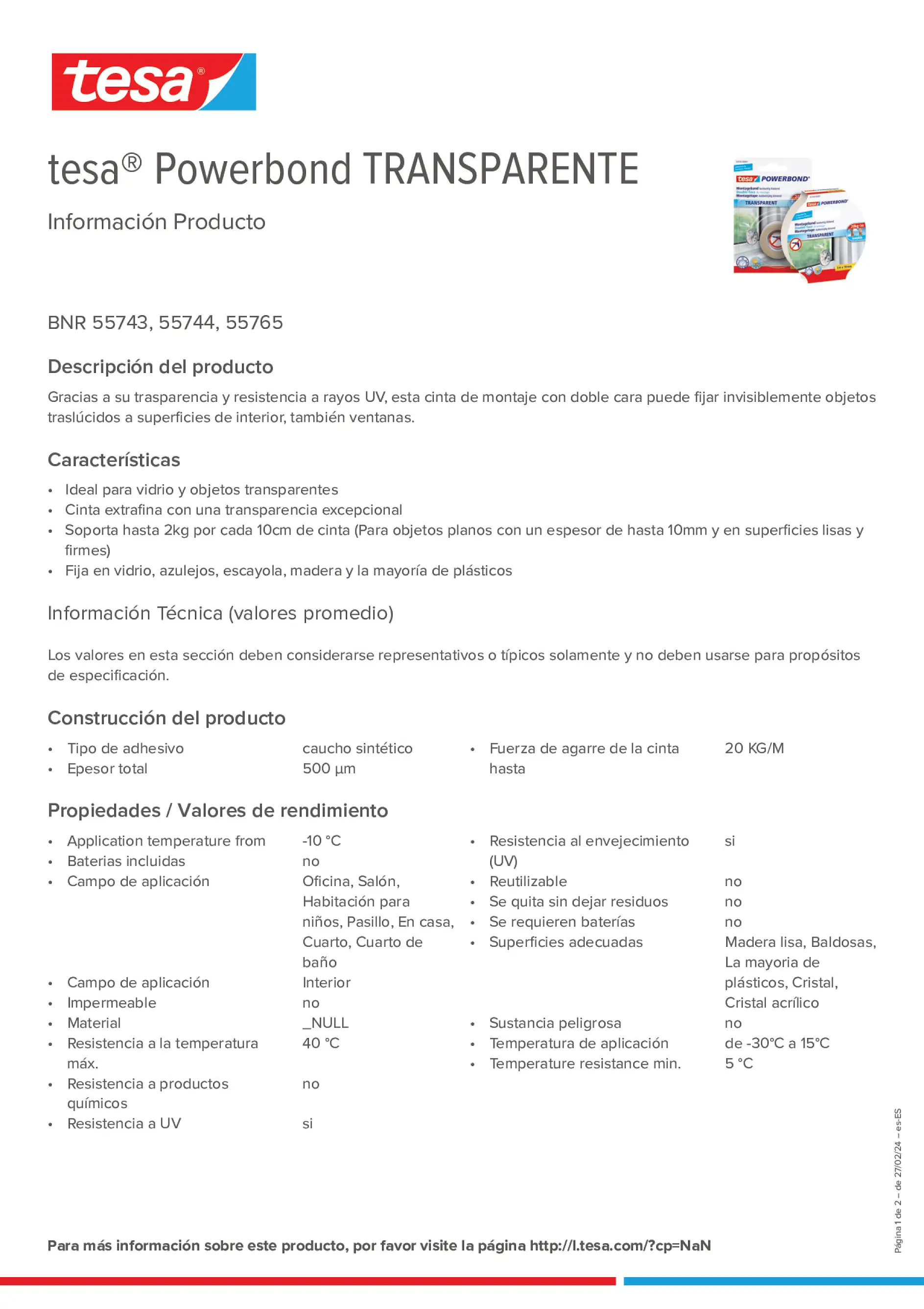 Product information_tesa® Powerbond 55744_es-ES