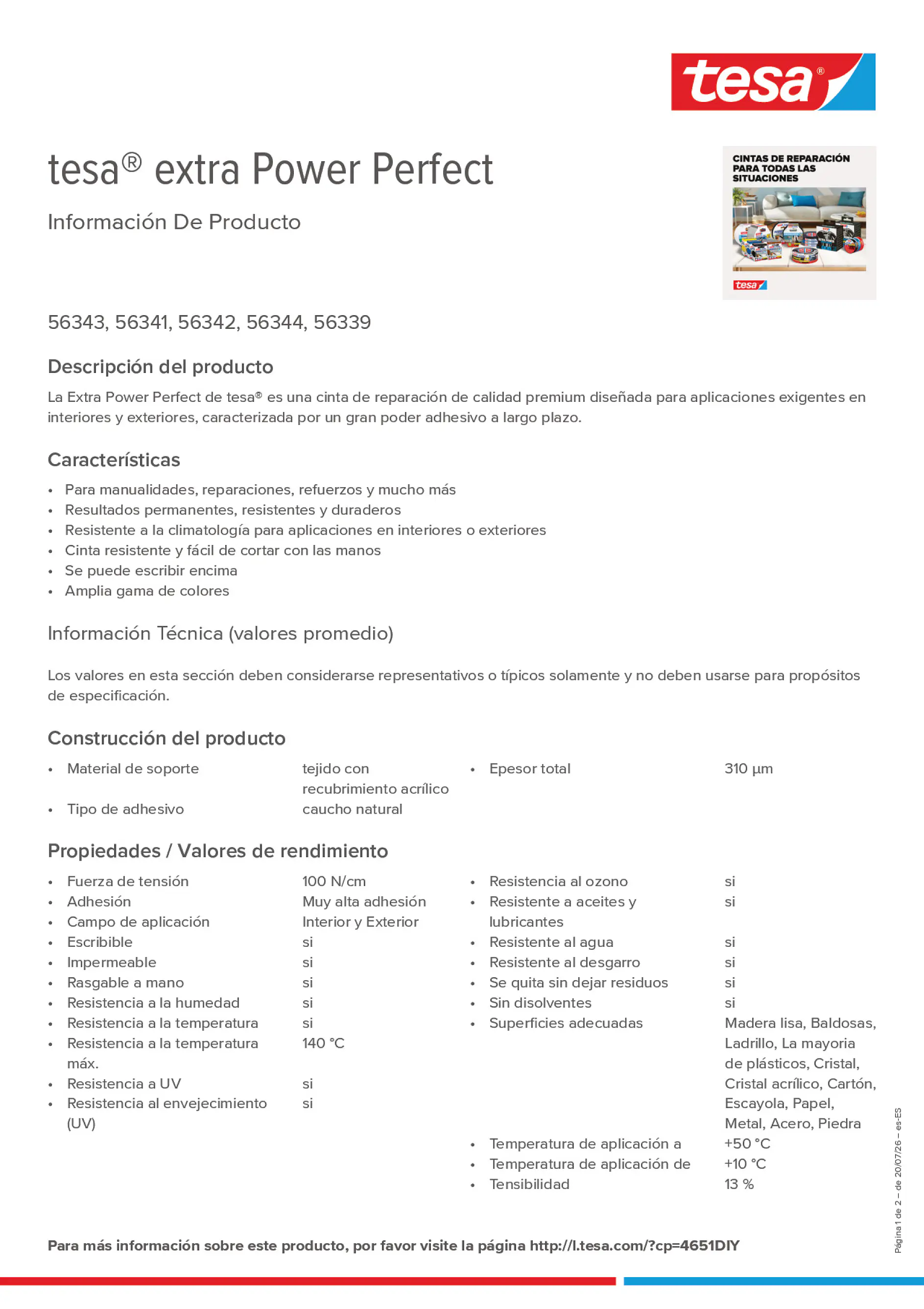 Product information_tesa® extra Power 4651DIY_es-ES