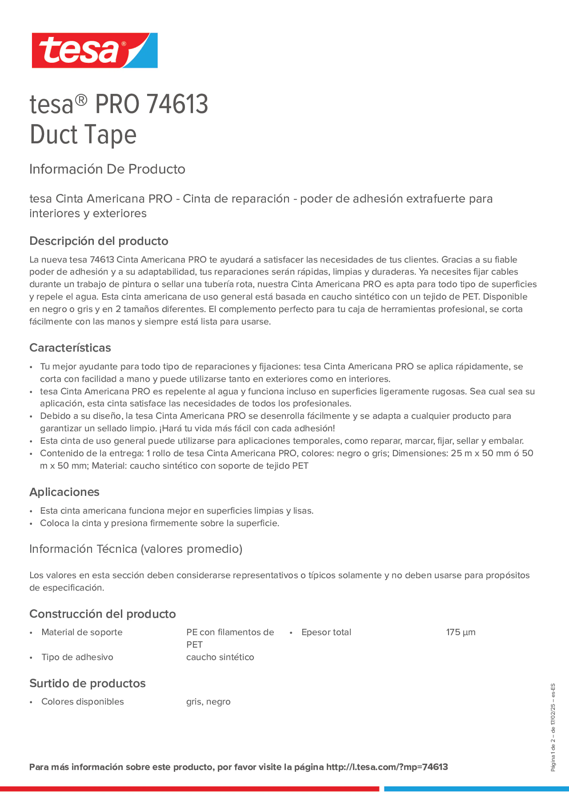 Product information_tesa® PRO 74613_es-ES