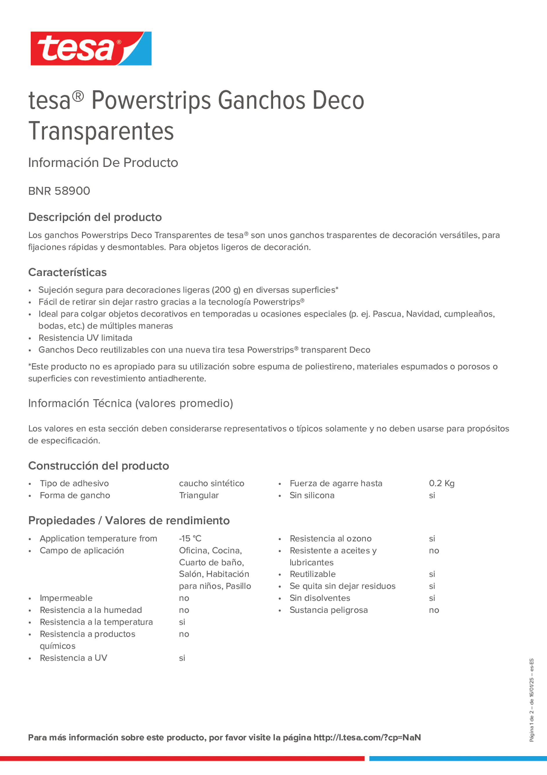 Product information_tesa® Powerstrips 58900_es-ES