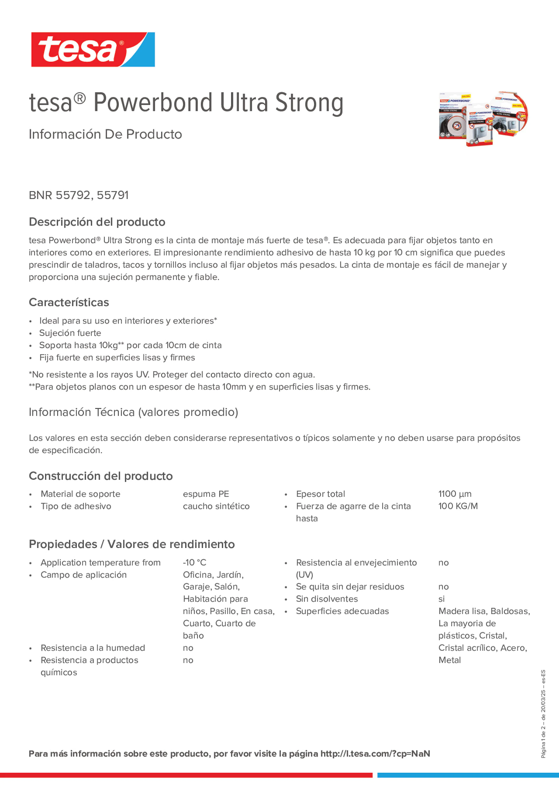 Product information_tesa® Powerbond 55791_es-ES
