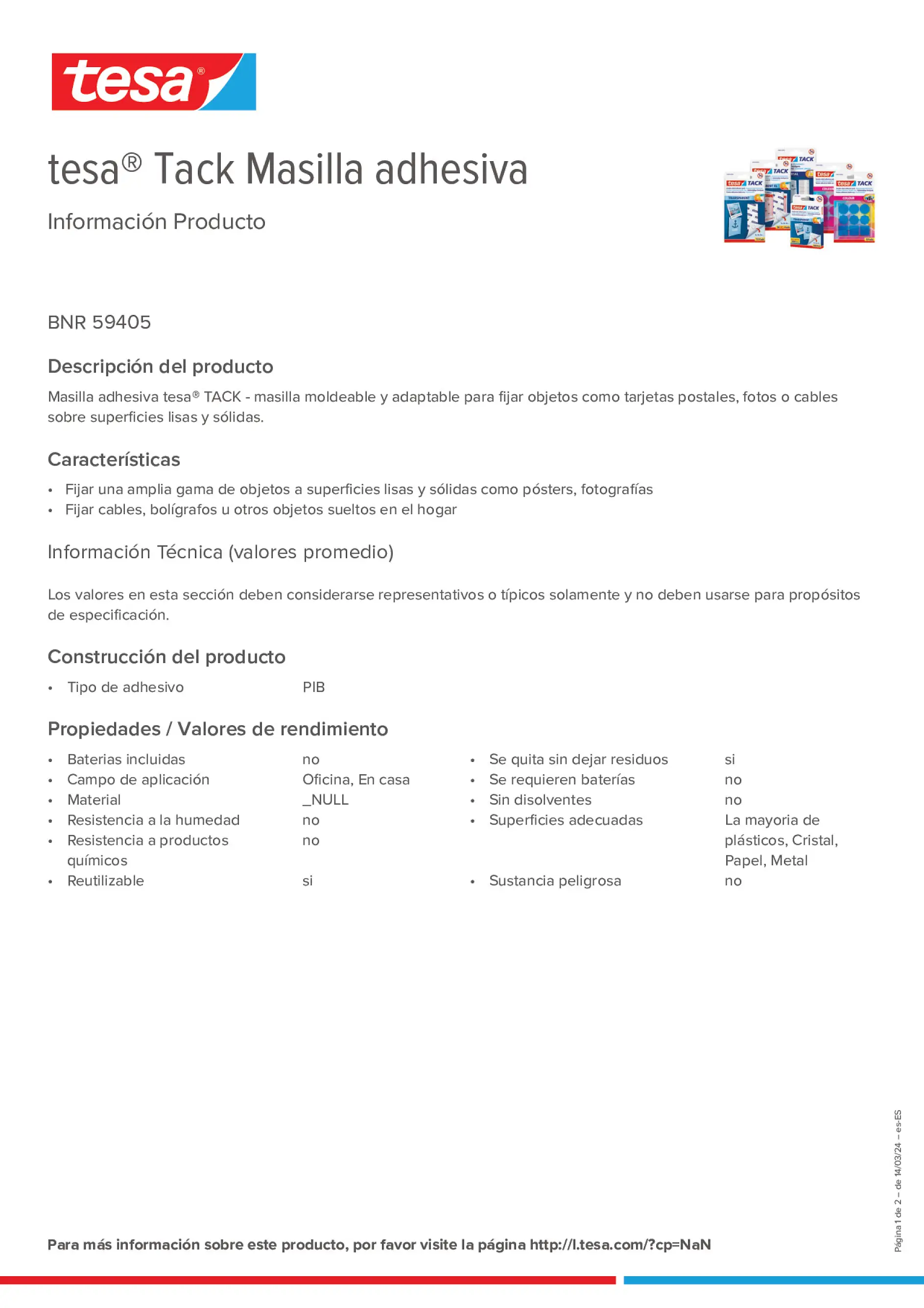 Product information_tesa® Tack 59405_es-ES